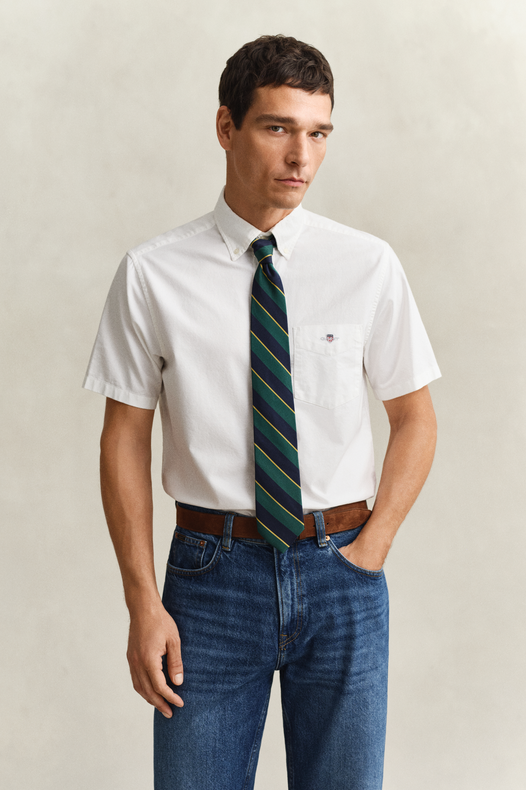 Gant Men's White Classic Oxford Short Sleeve Shirt (Xxl)