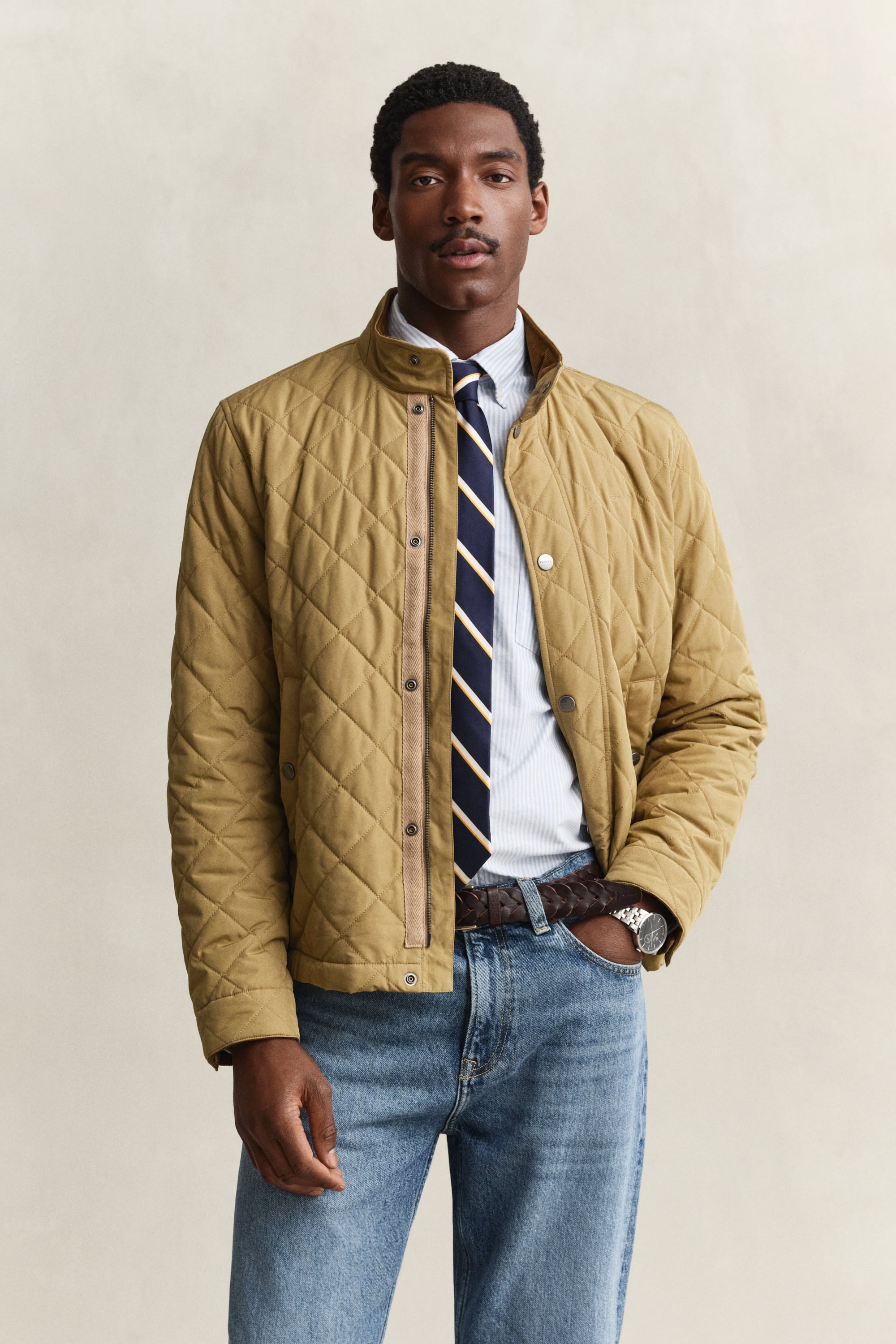 Gant Men's Beige Quilted Jacket (Xxxl) Light Taupe