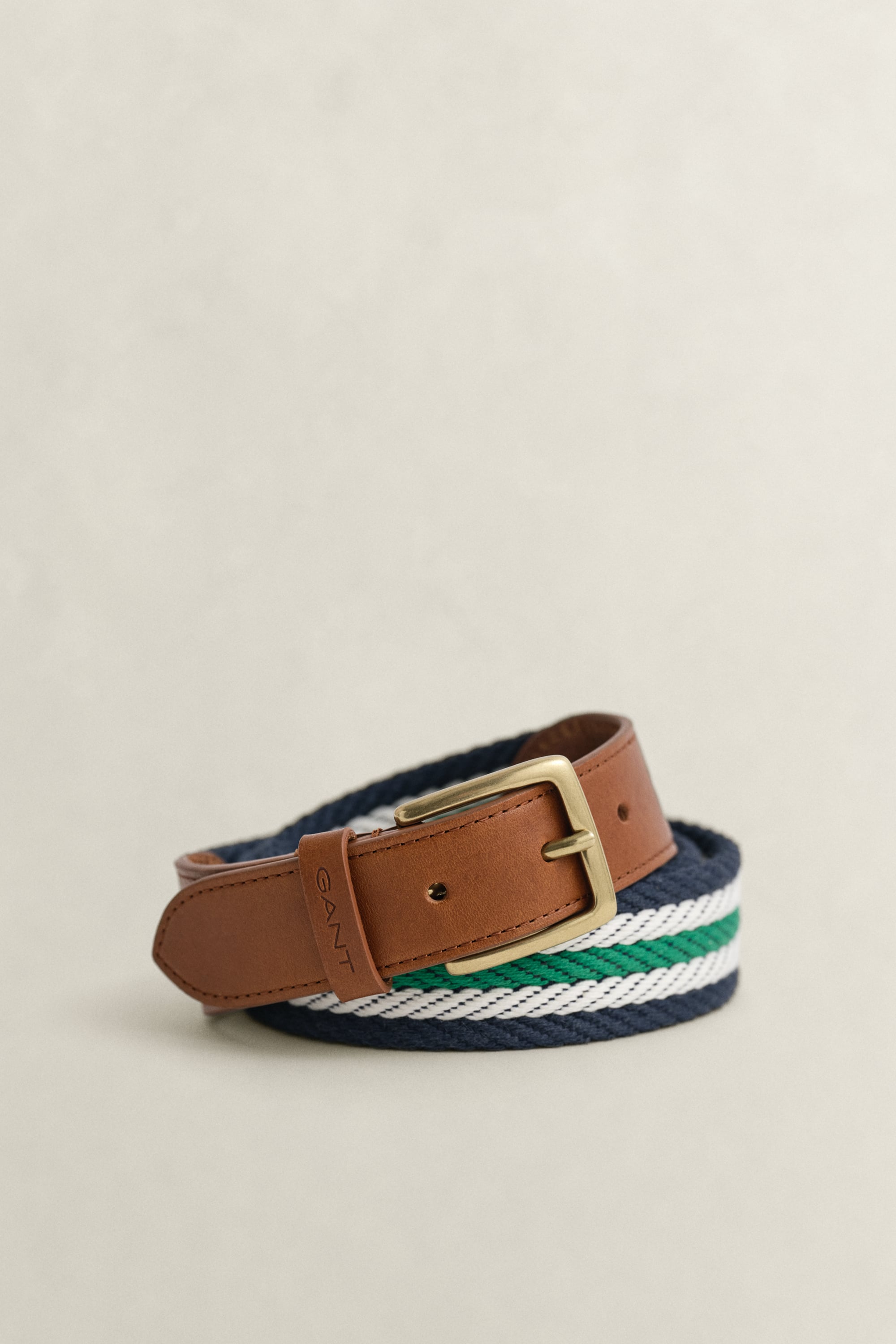Gant Men's Green Striped Webbing Belt (110/44) Lavish