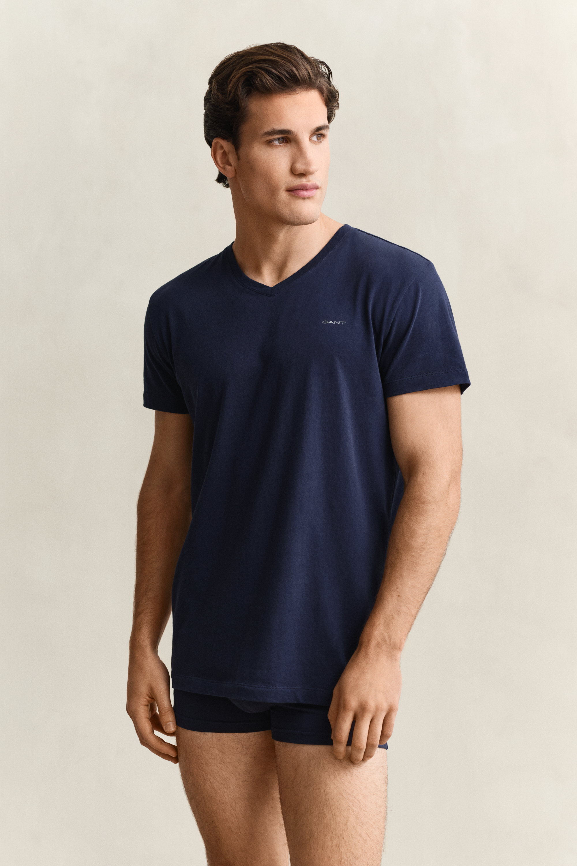 Gant Men's Navy/White 2-Pack V-Neck T-Shirts (Xxxl)