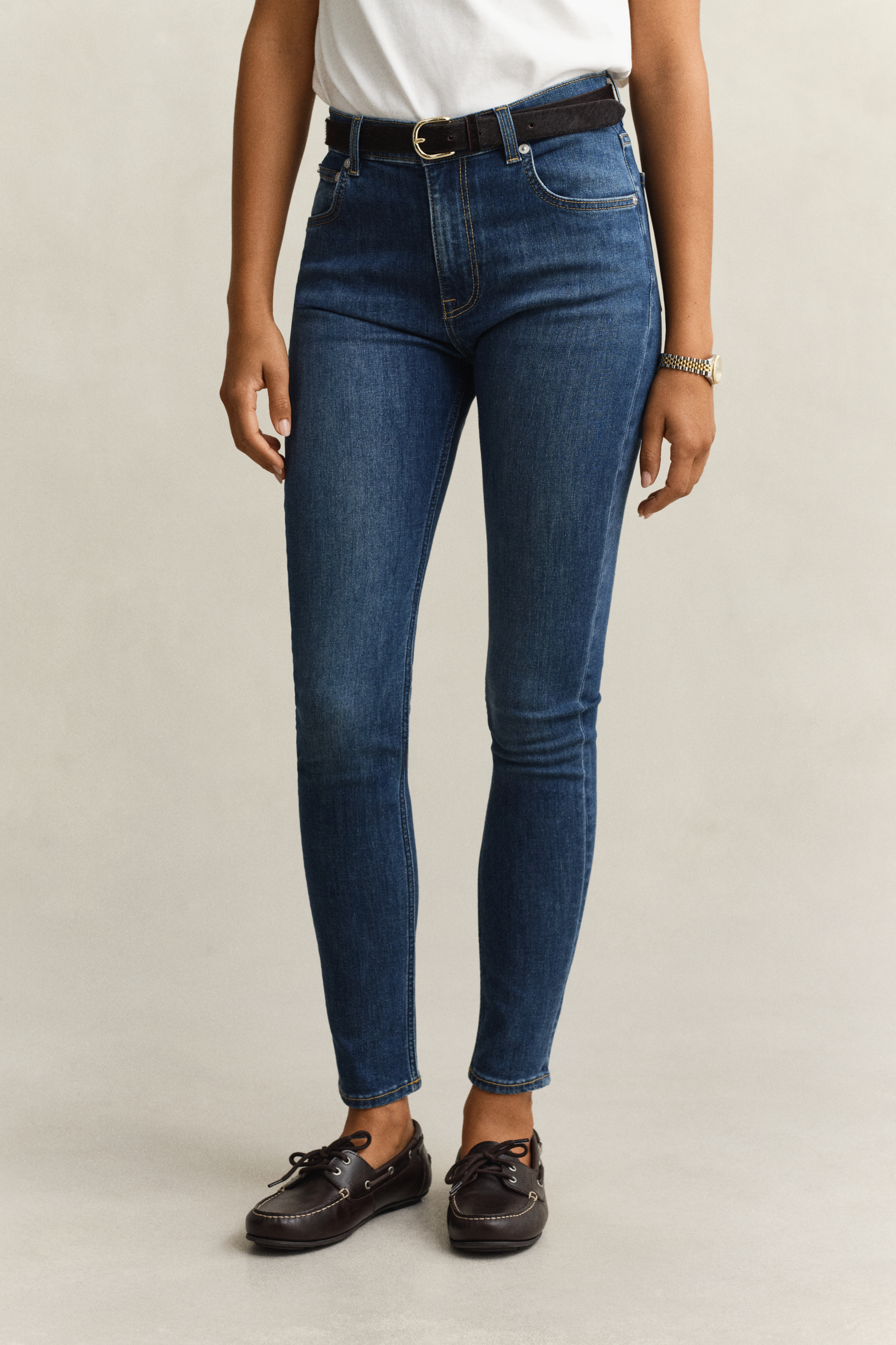 Gant Women's Blue Skinny Stretch Jeans (34) Mid Worn In