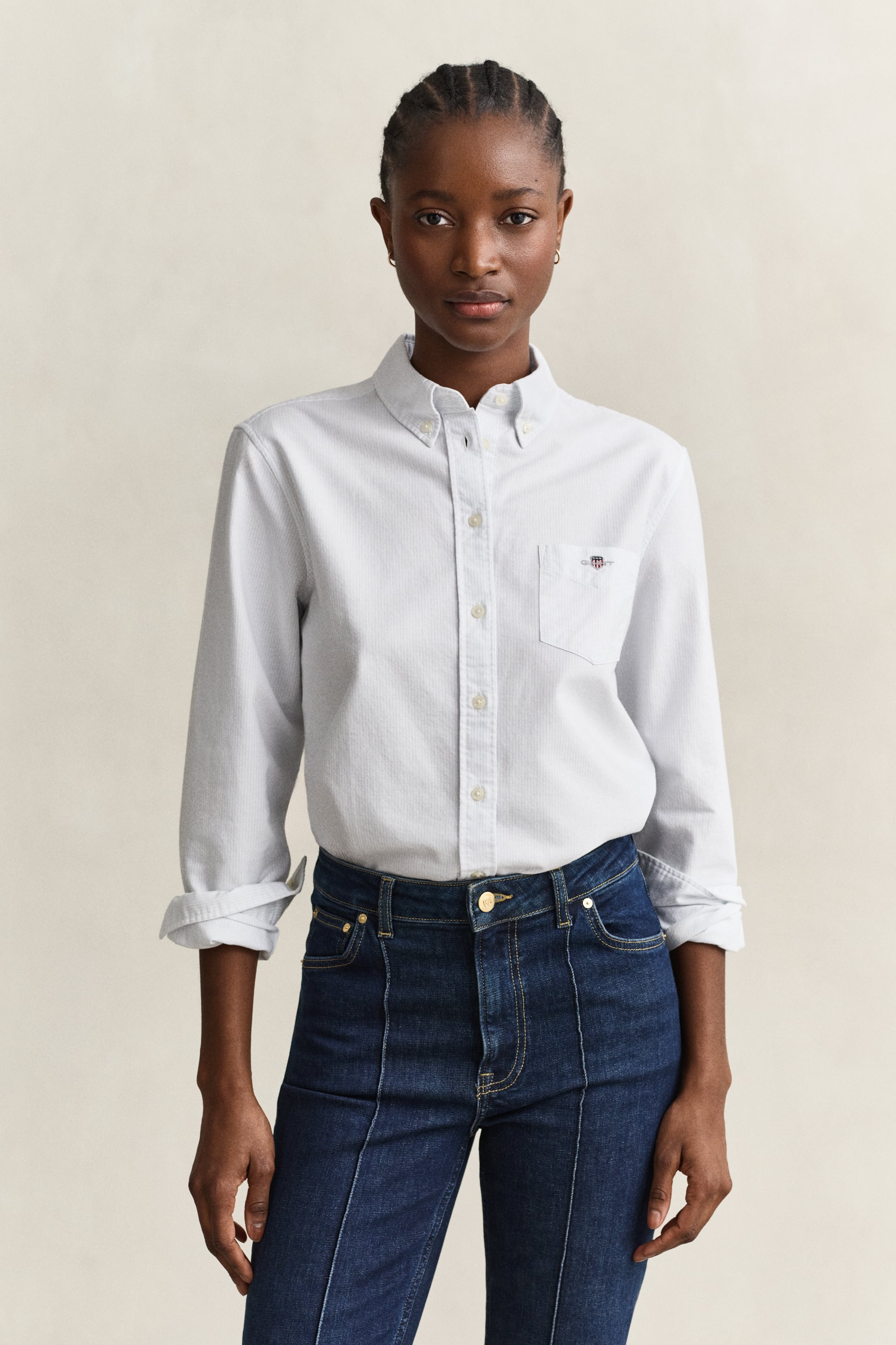 Gant Striped Classic Oxford Shirt In Blue