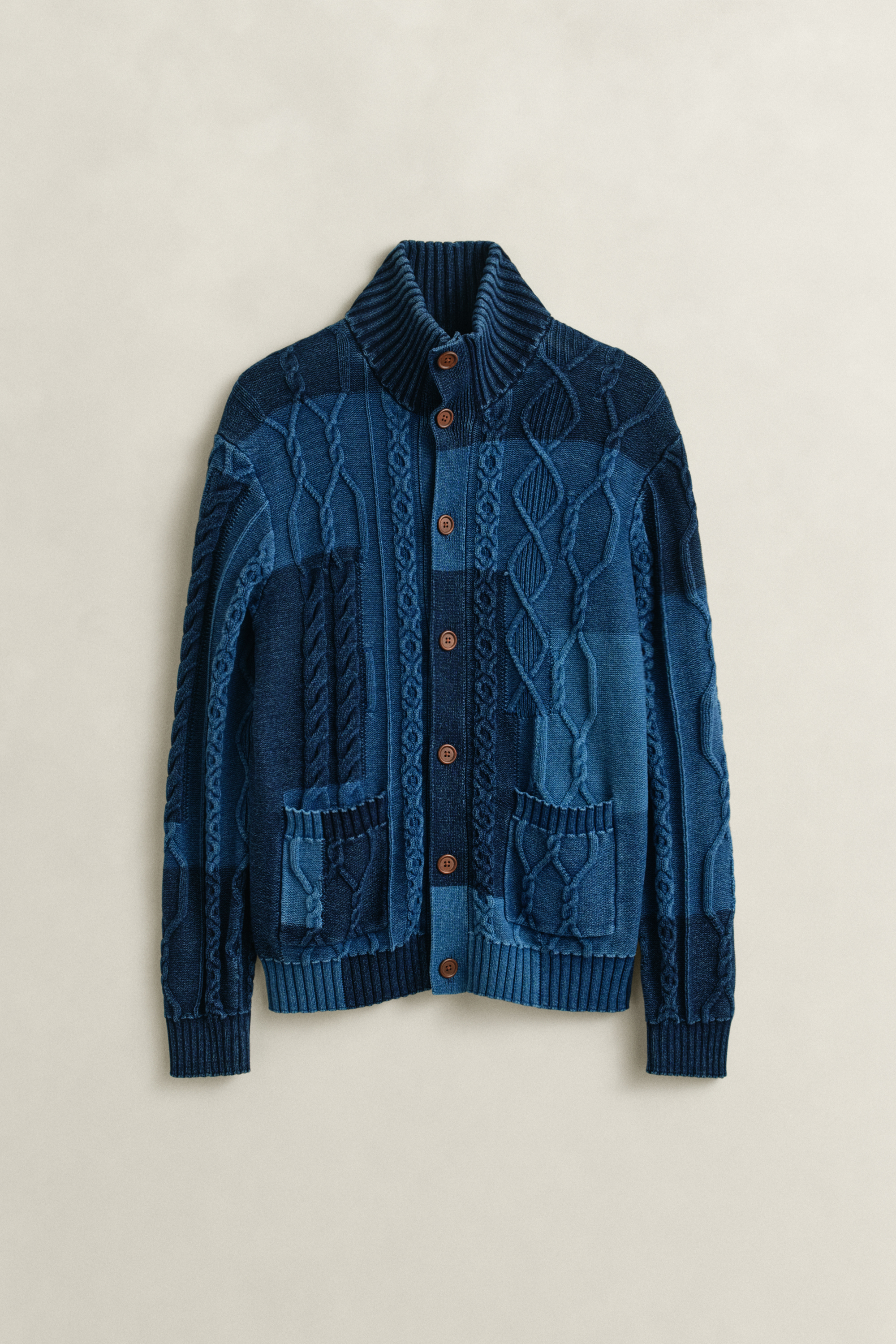 Cable Knit Patchwork Cardigan