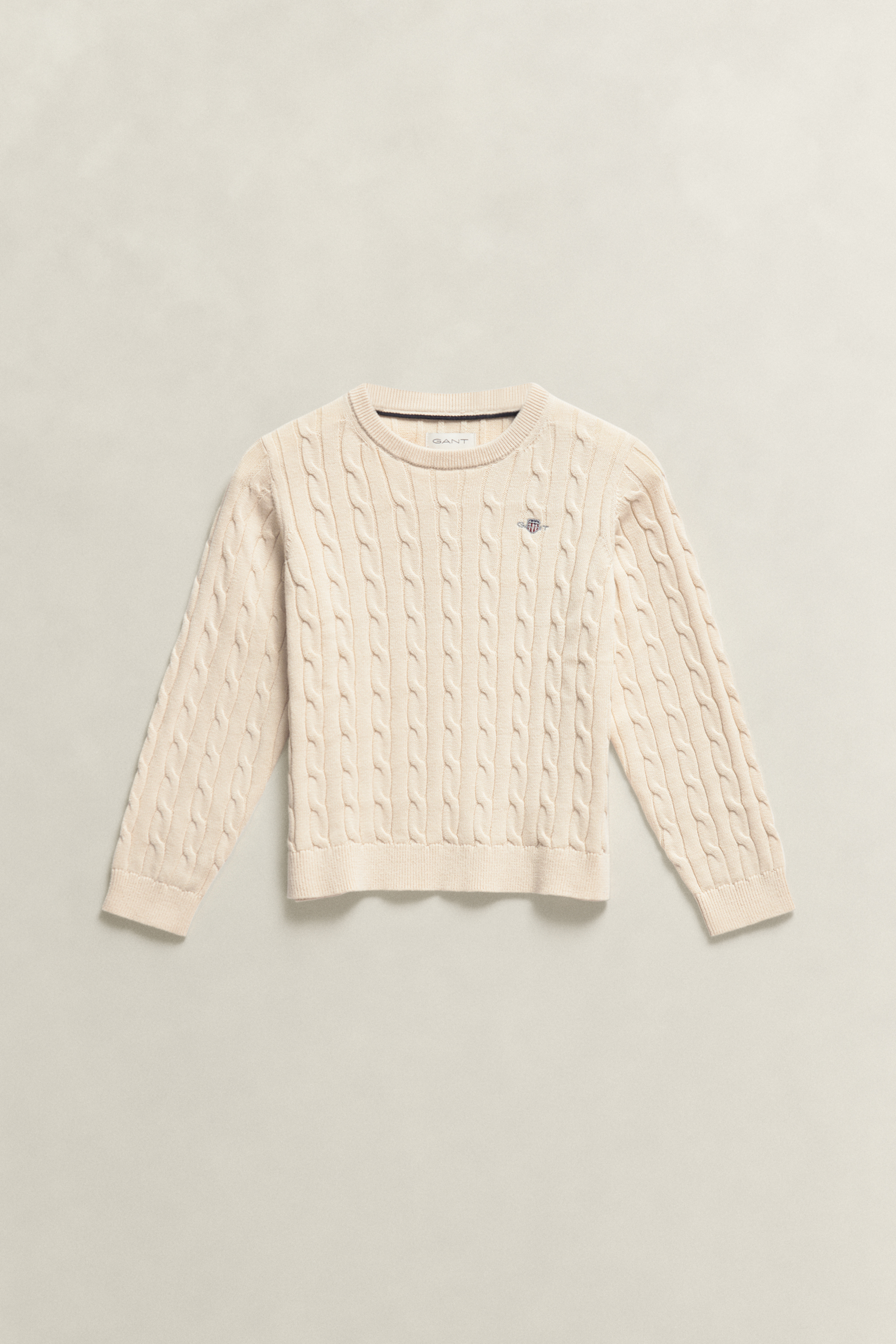 Gant Boys Creamed White Kids Shield Cable Knit Sweater (122)