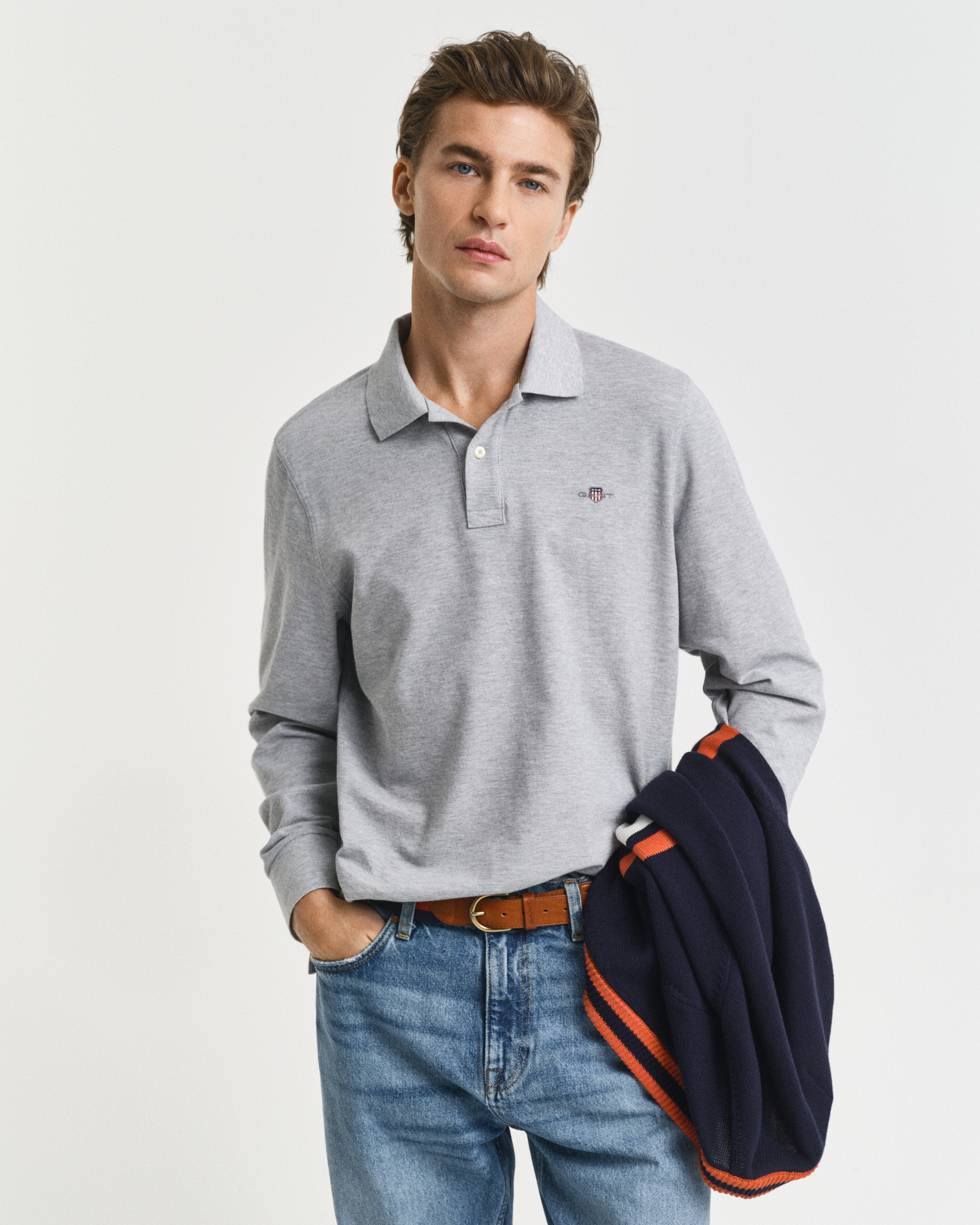 Gant Men's Grey Shield Piqué Rugger ) Xxl