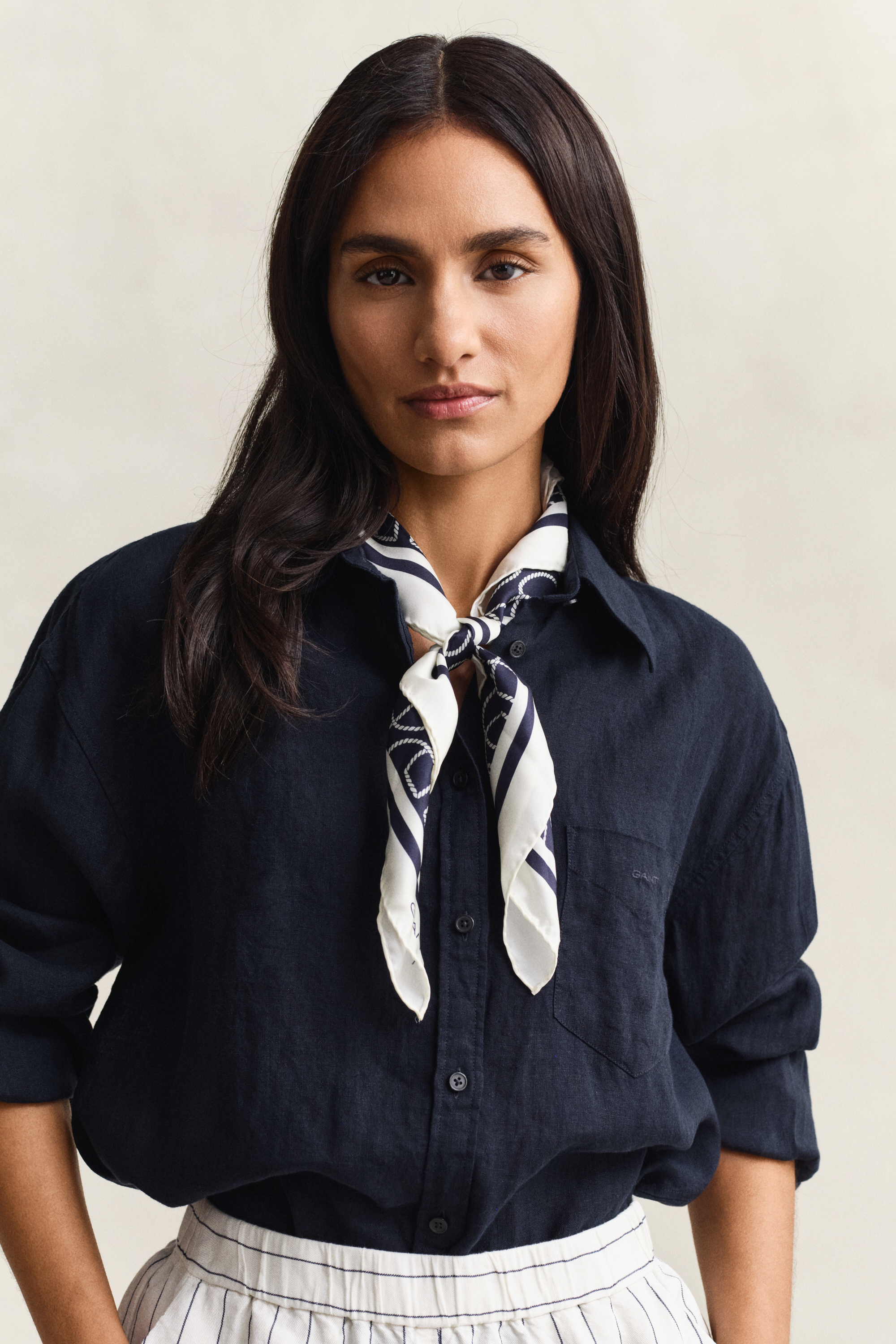 Gant Women's Navy Monogram Silk Scarf (One Size) Evening Blue