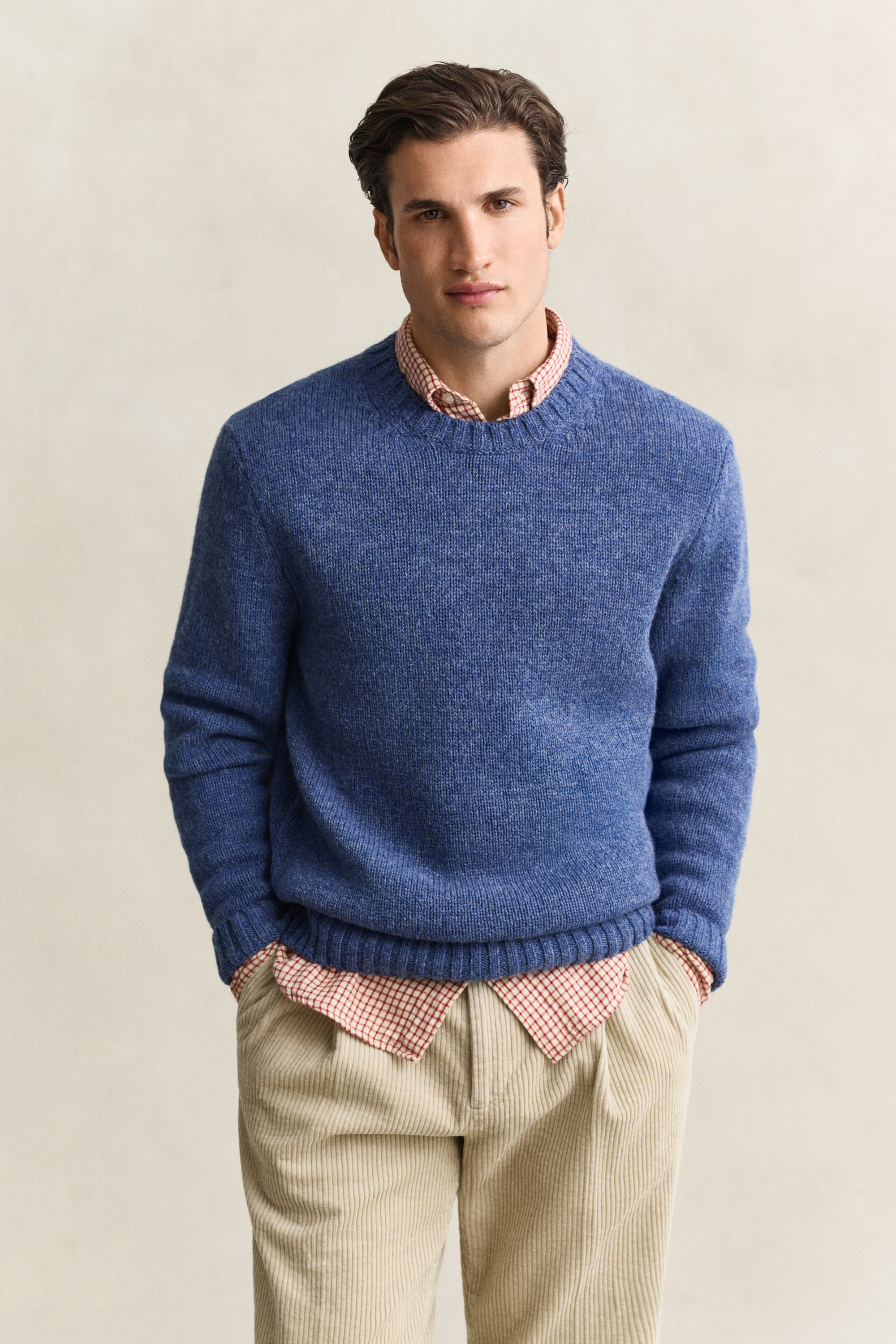Brushed Wool Crew Neck Sweater STONE MELANGE