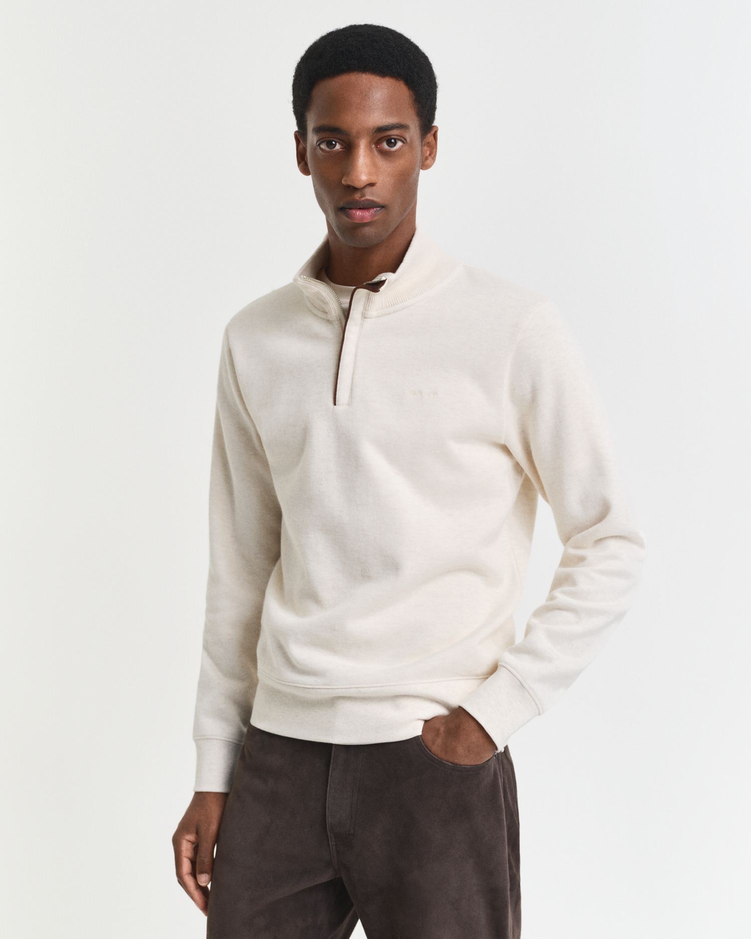 Gant Men's Silver Sacker Rib Half-Zip Sweatshirt (4Xl)