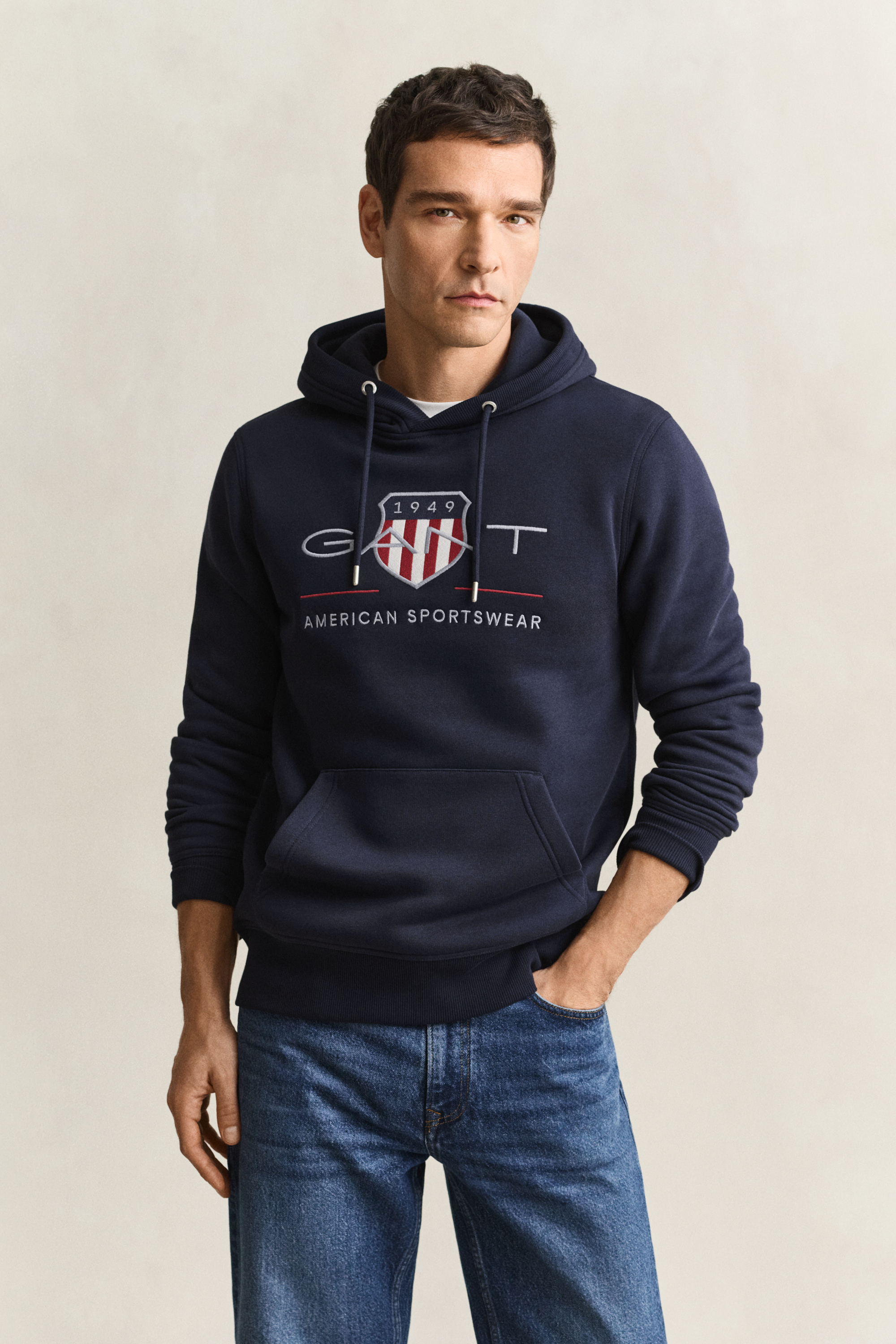 Gant Men's Navy Archive Shield Hoodie (Xxl) Evening Blue