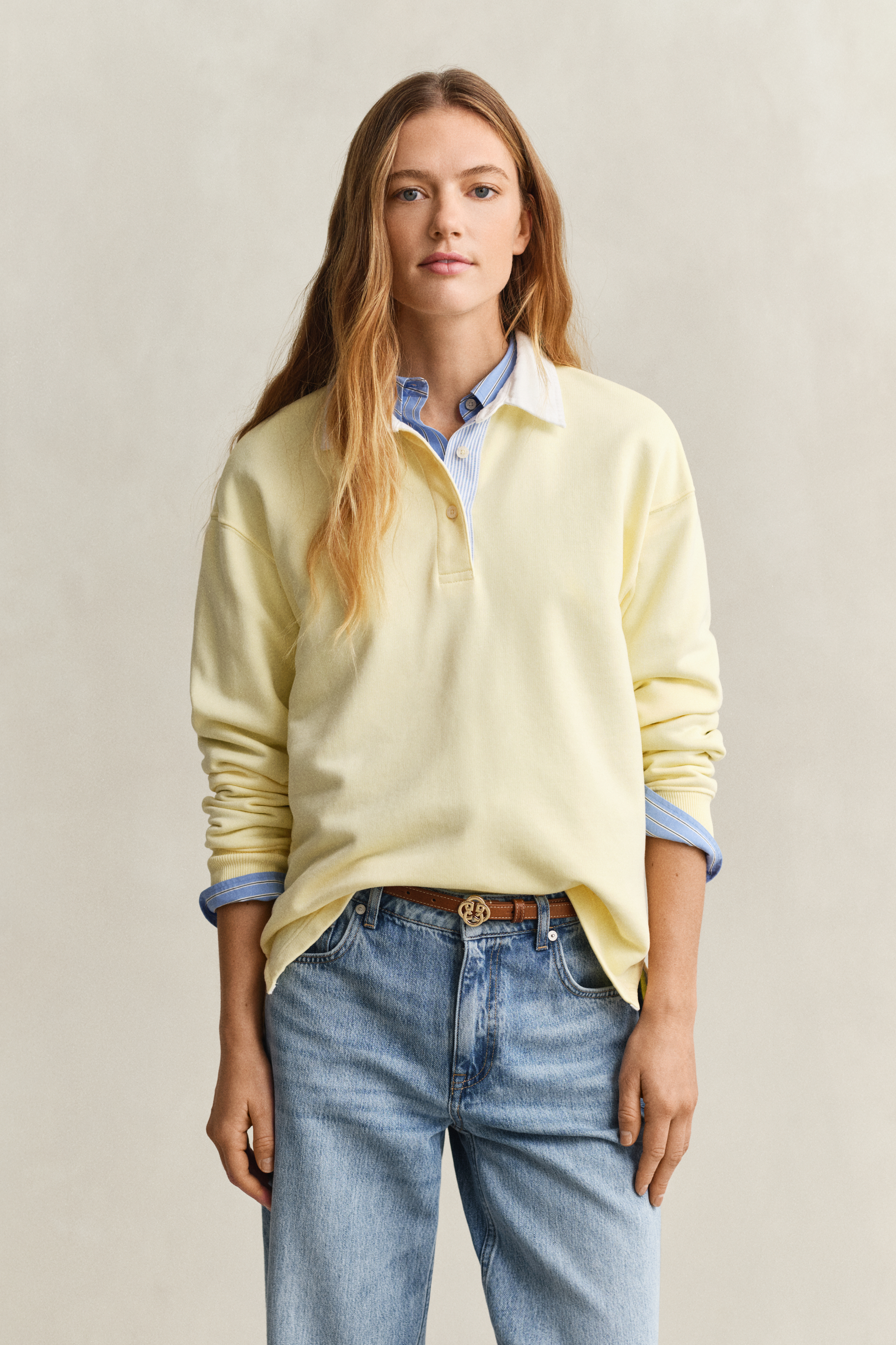 Gant Women's Vanilla Yellow Rugger Sweatshirt (L)
