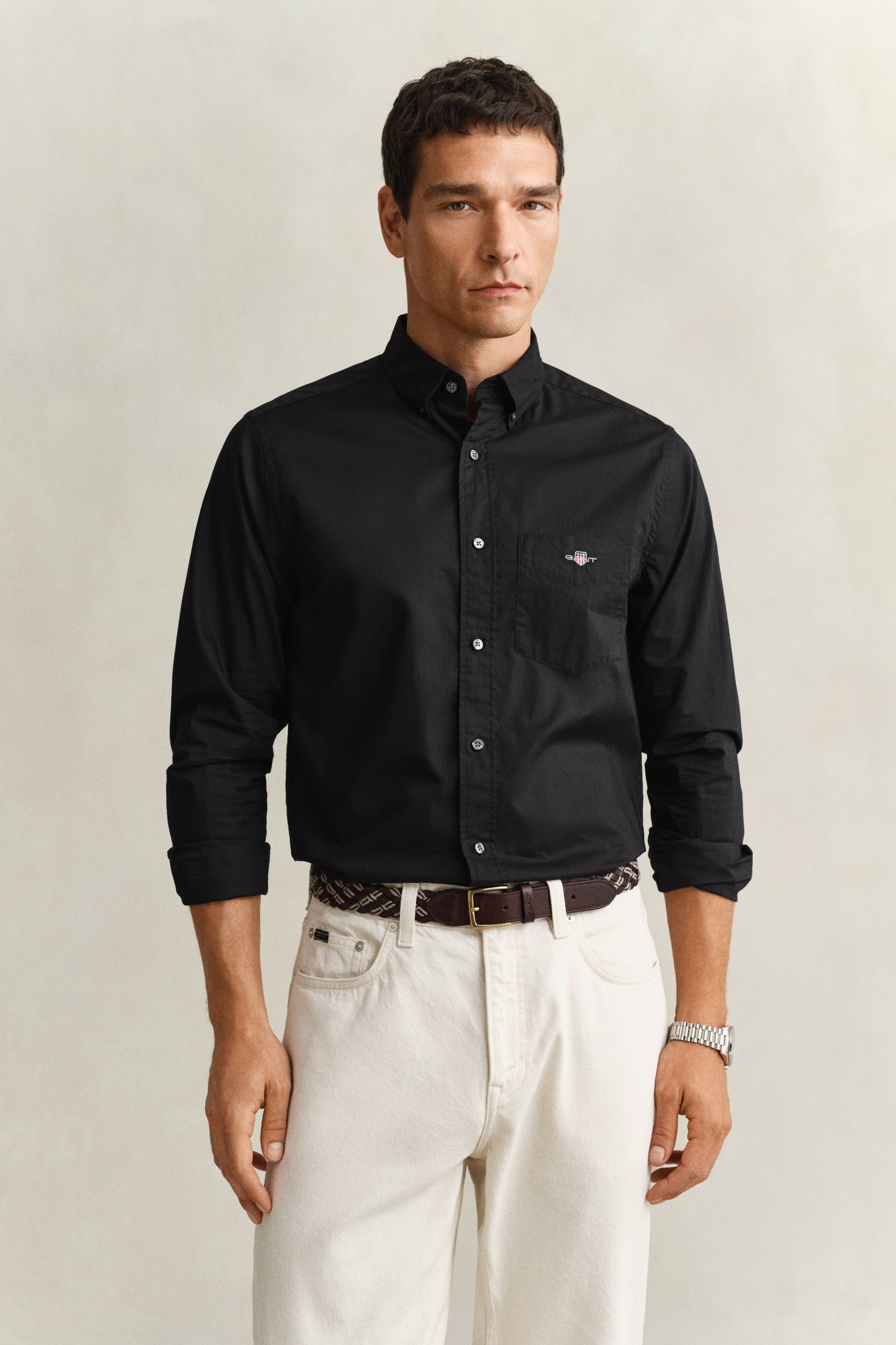 Gant Men's Black Regular Fit Classic Poplin Shirt (4Xl)