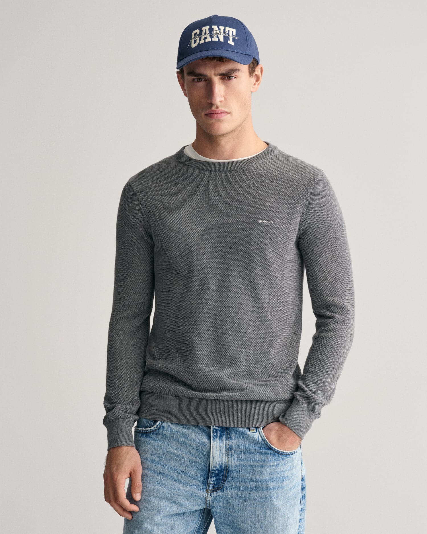 GANT Men Cotton Piqué Crew Neck Sweater (4XL)