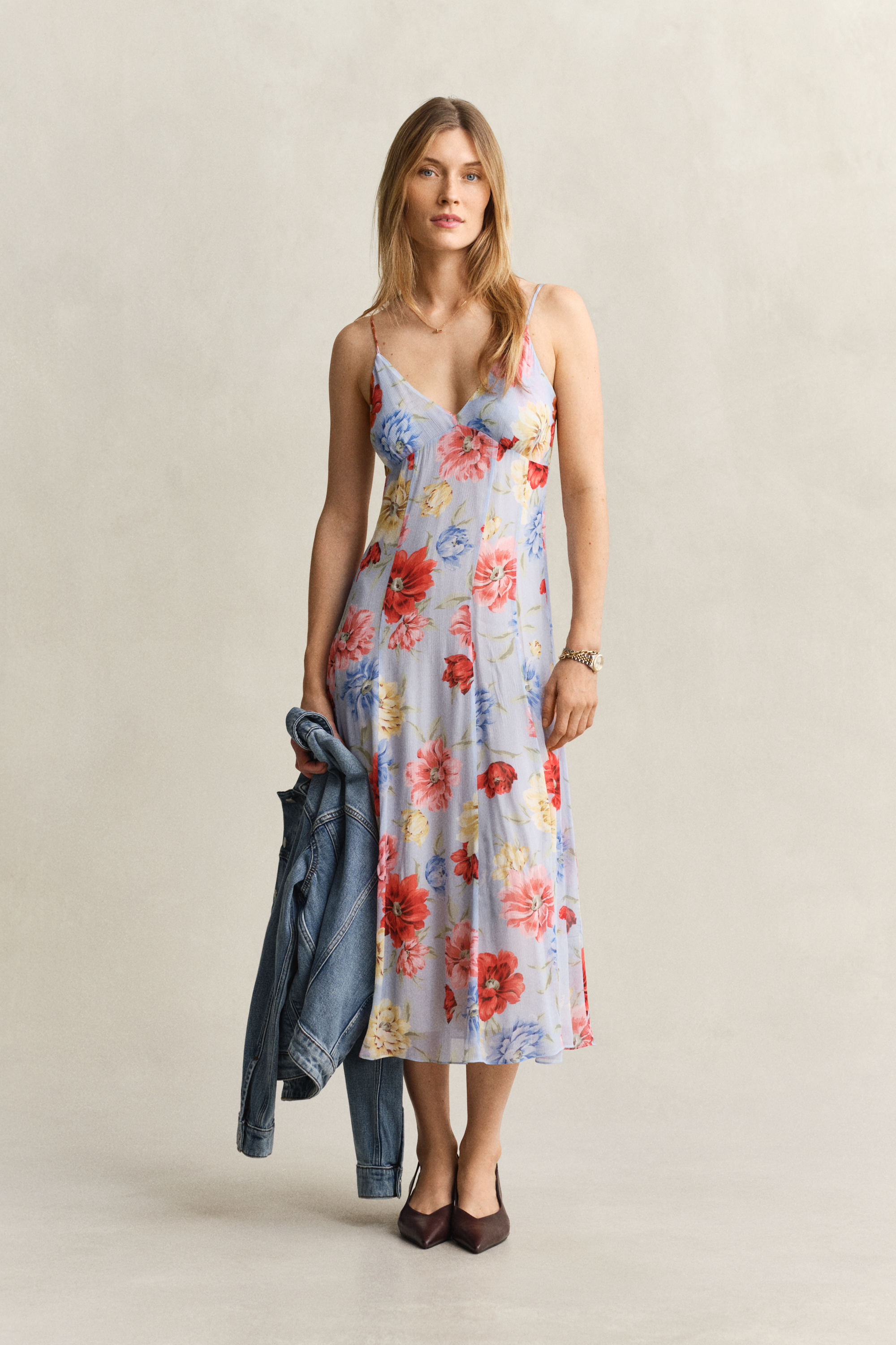 Gant Women's Light Blue Floral Strap Dress (42)