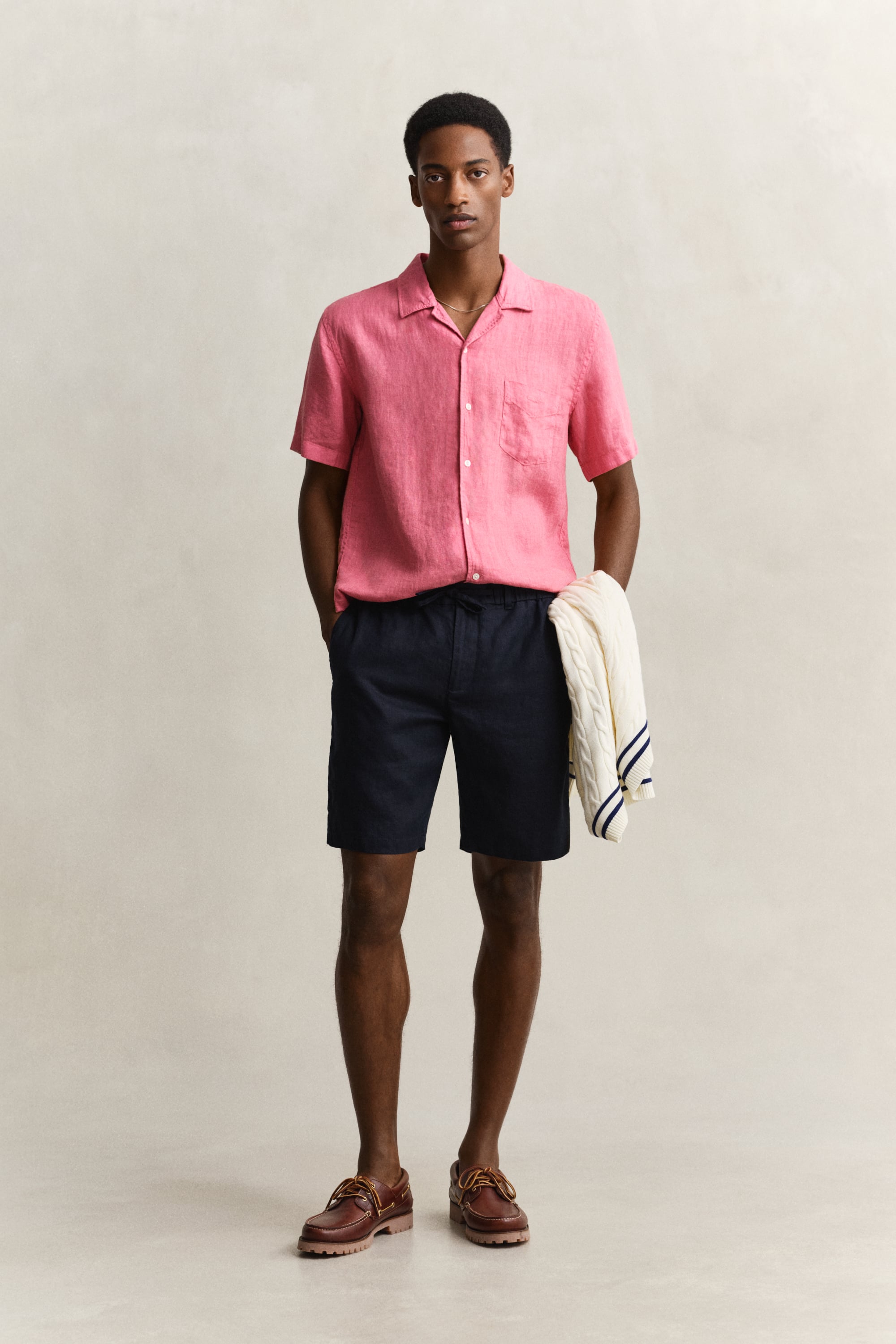 Gant Men's Navy Linen Shorts (Xxxl) Evening Blue