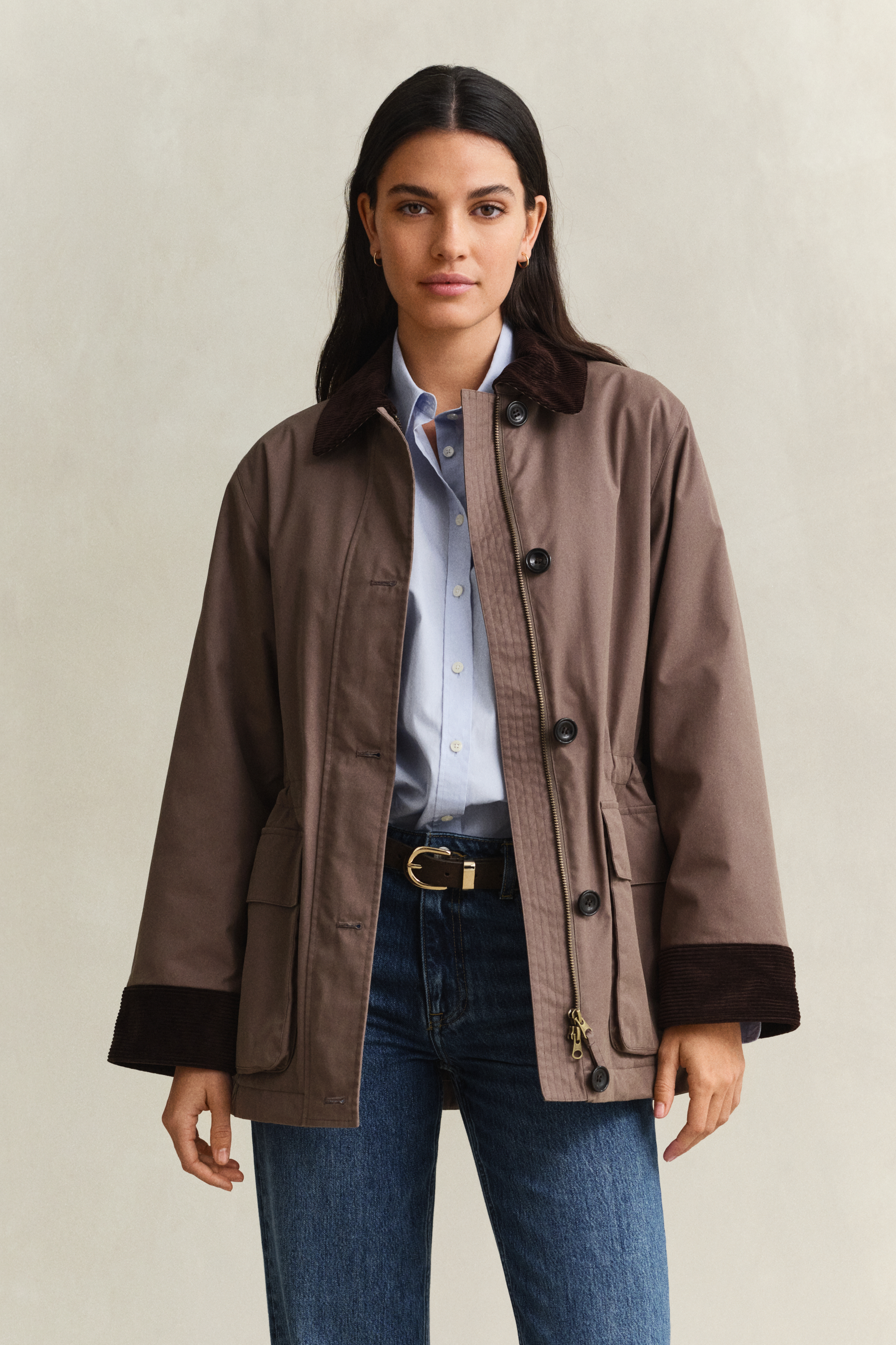 Gant Women's Faded Taupe Waxed Barn Jacket (Xl)