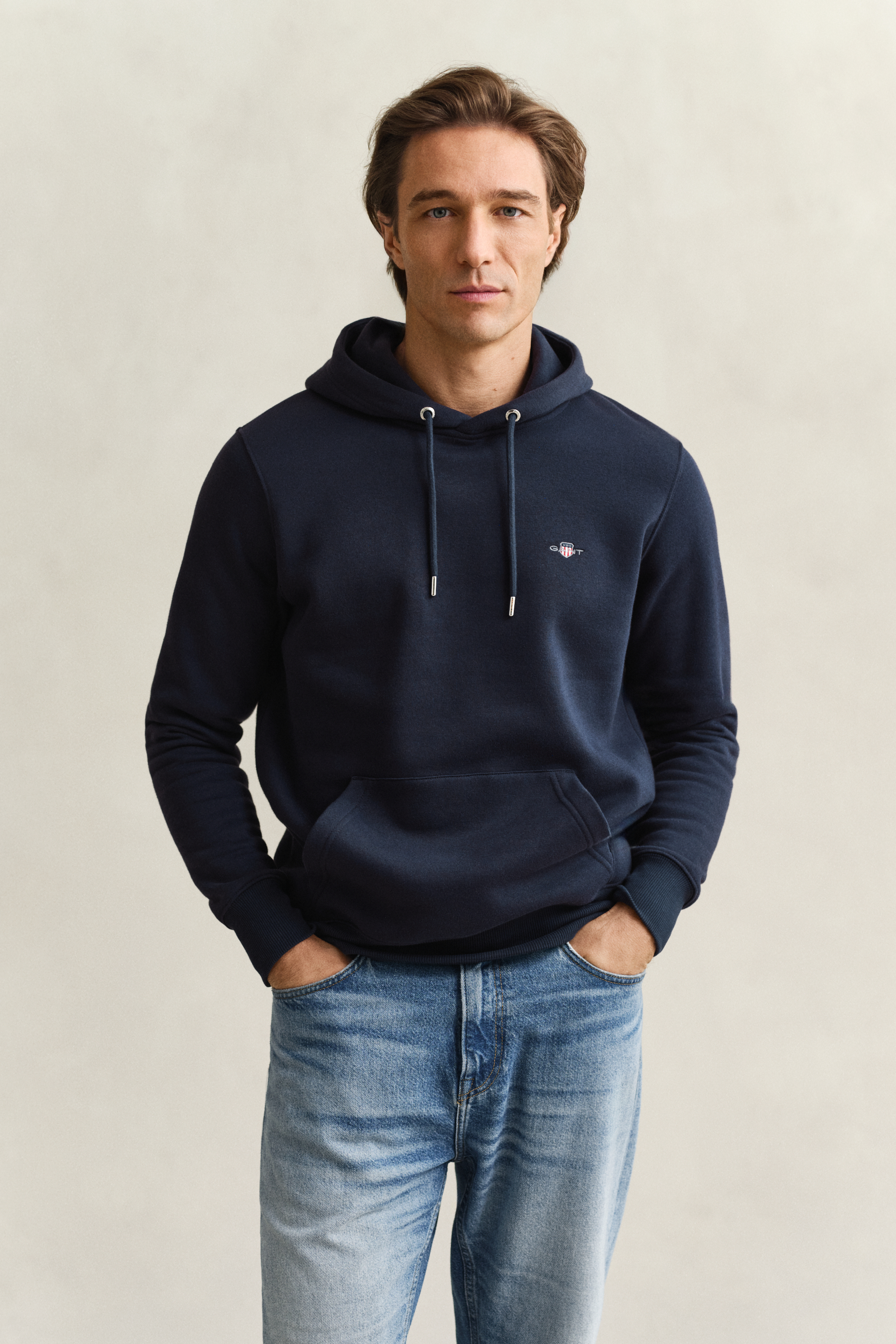 Gant Men's Navy Shield Hoodie (Xl) Evening Blue