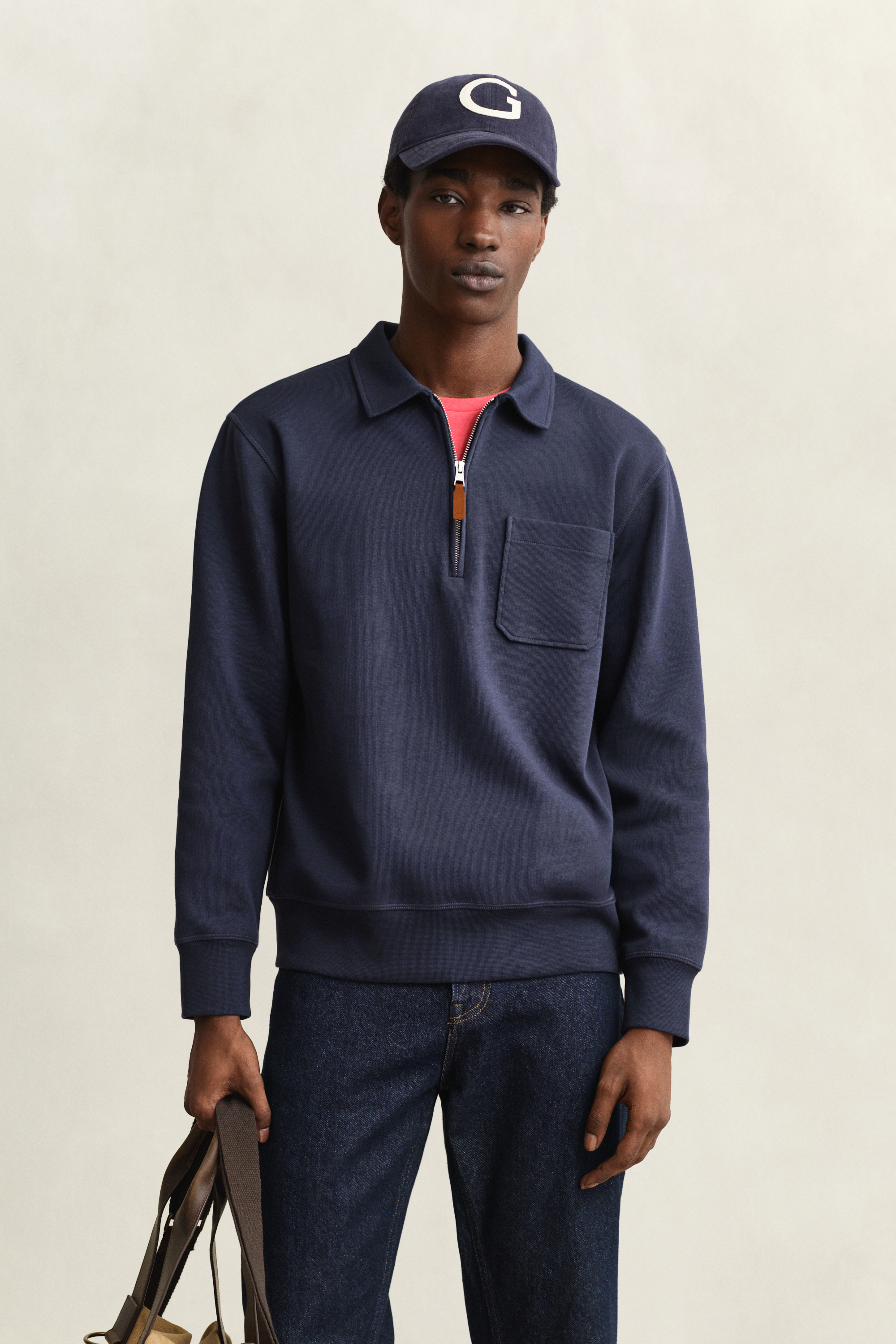 Gant Men's Navy Ponte Di Roma Half-Zip Sweatshirt (Xxxl) Evening Blue