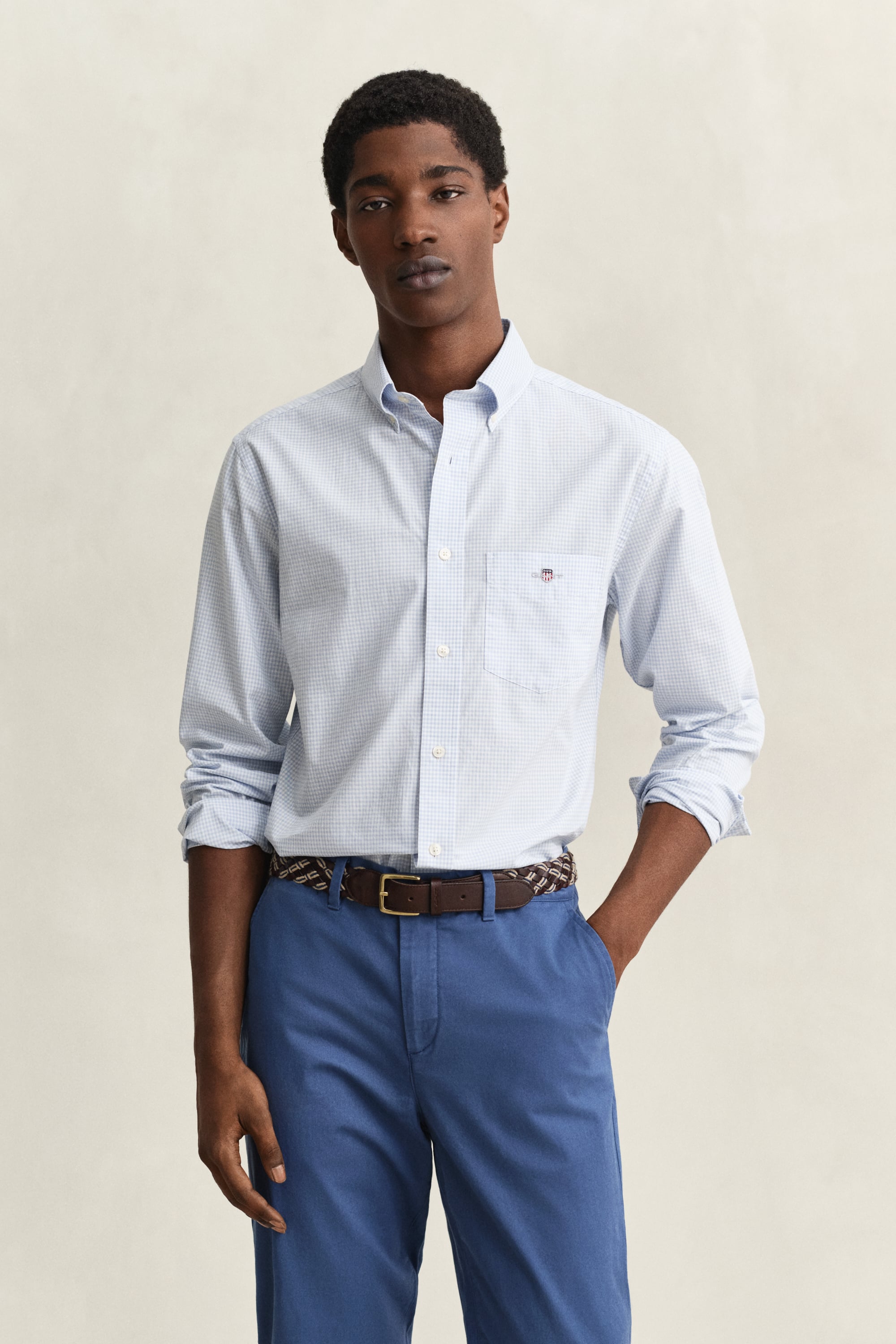 Gant Men's Light Blue Gingham Classic Poplin Shirt (Xxxl)