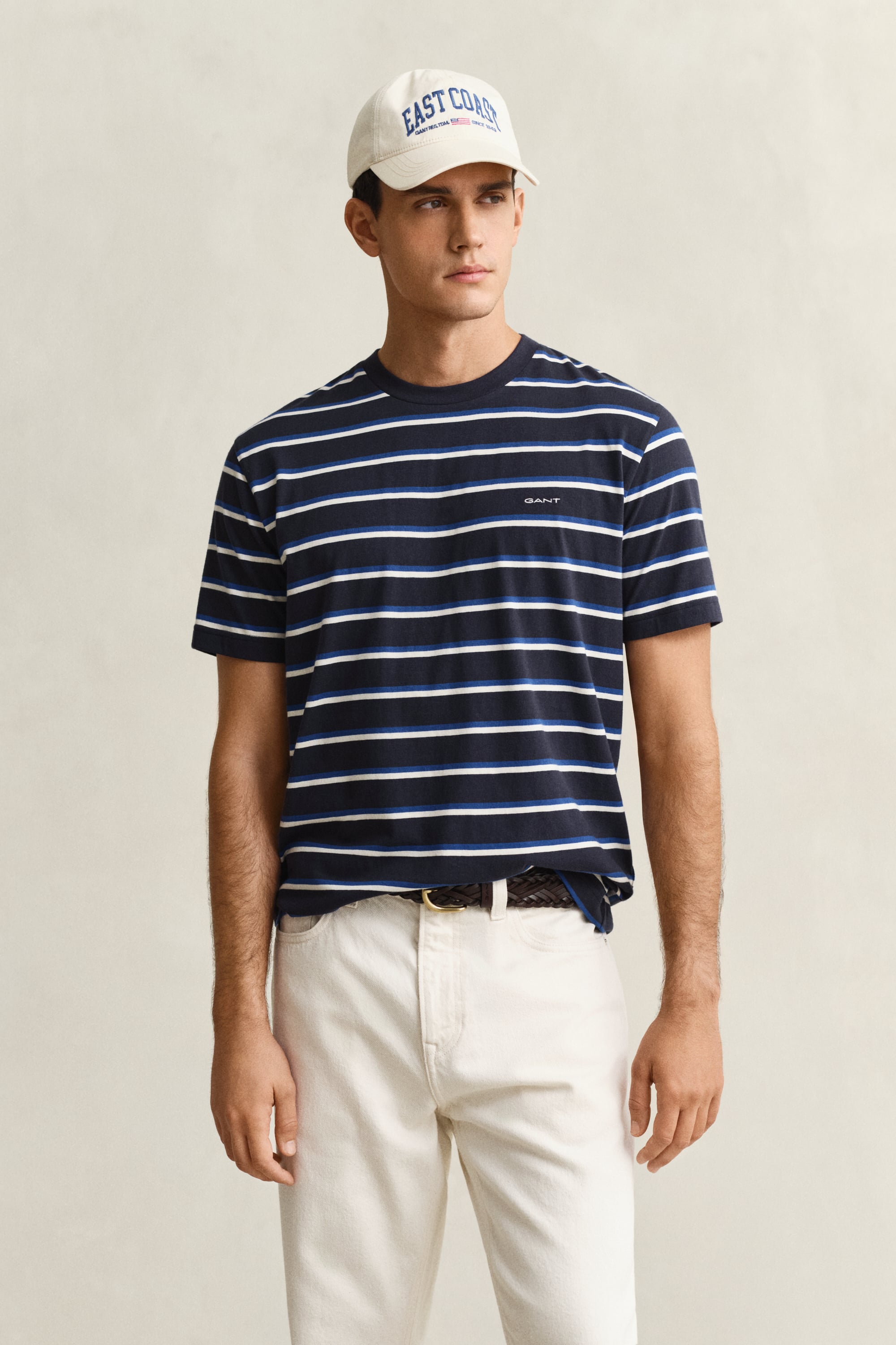 Gant Men's Navy Multistriped T-Shirt (L) Evening Blue