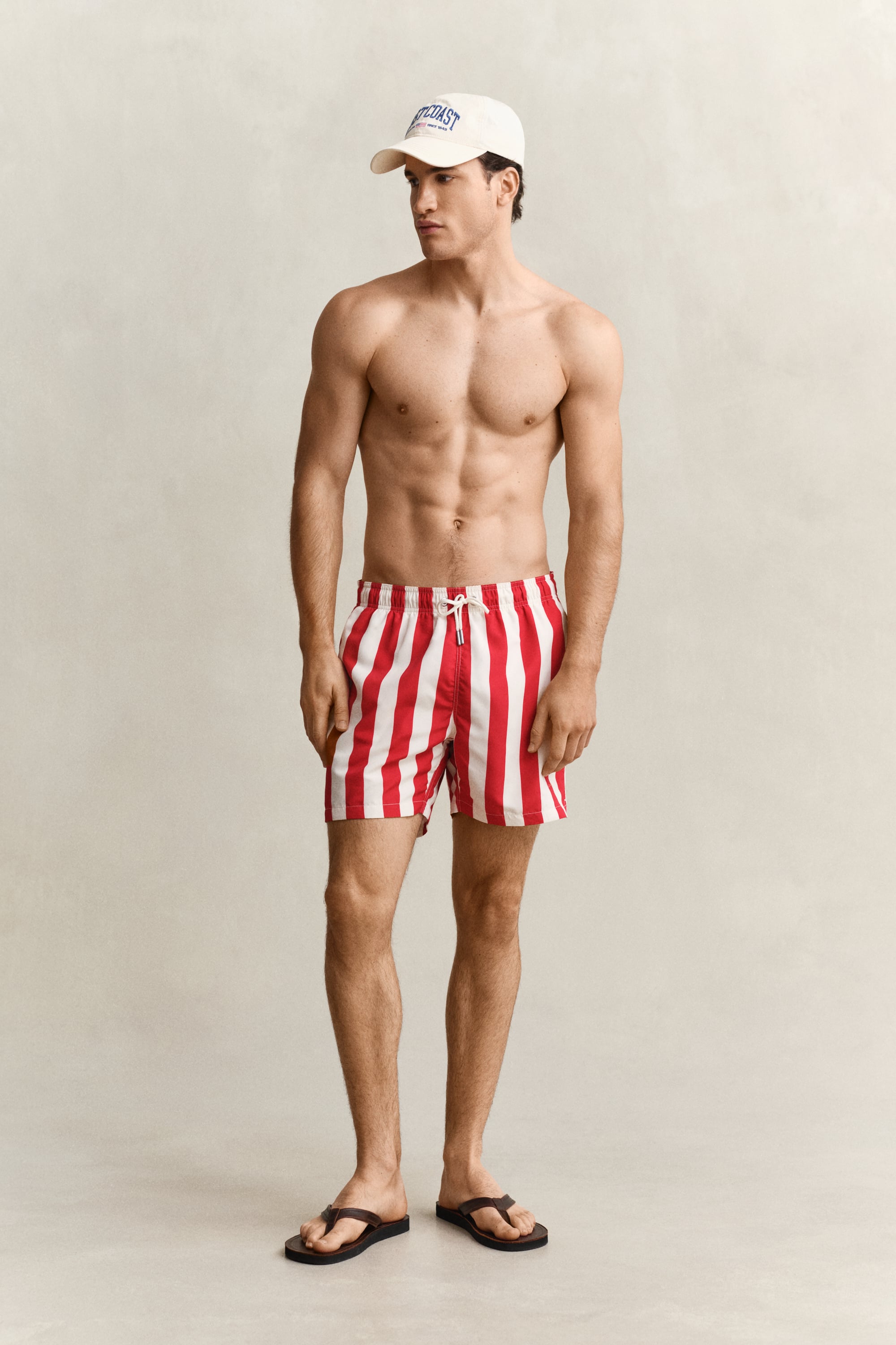Gant Men's Rose Red Block Striped Swim Shorts (Xxxl)