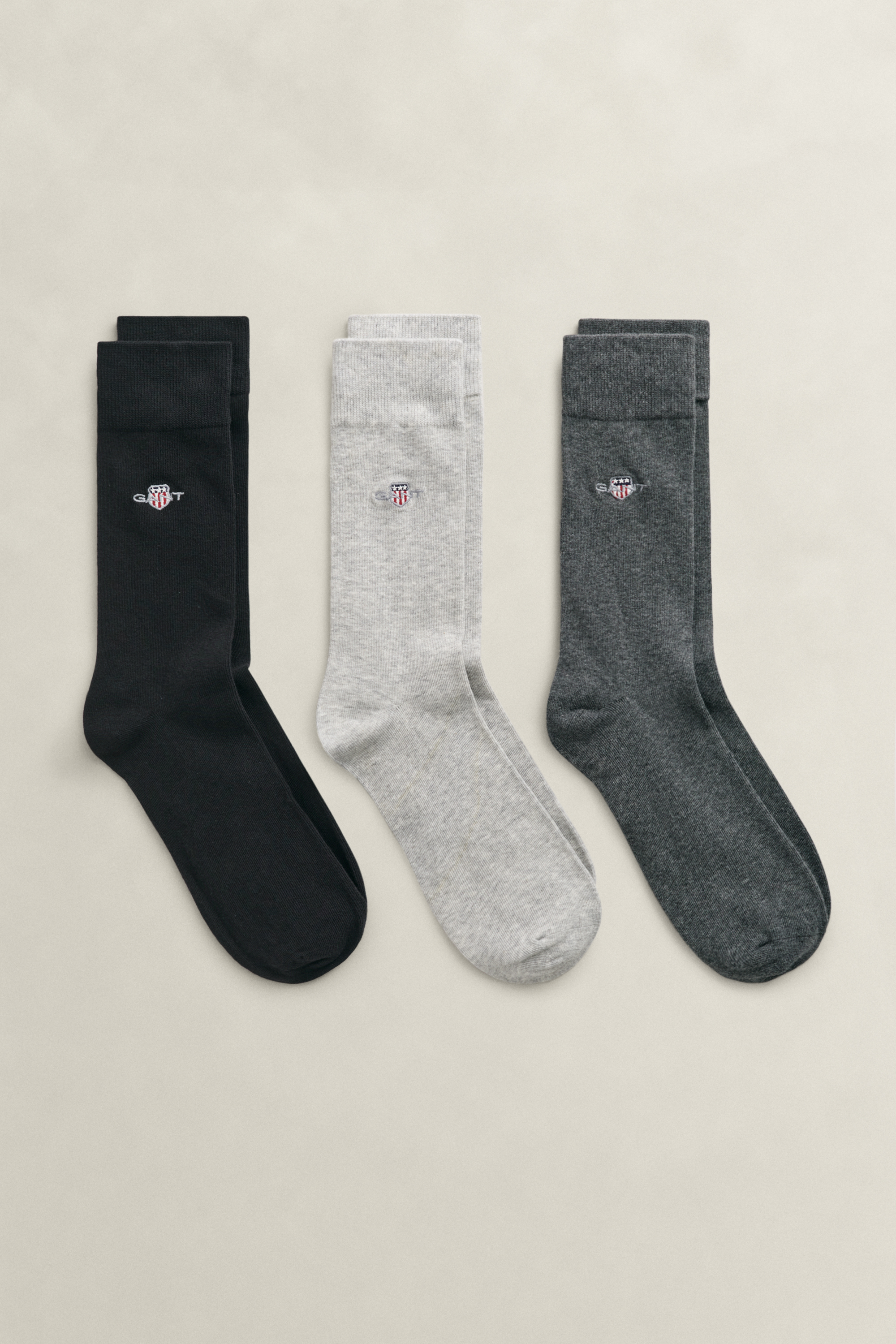 Gant Men's Dark Grey 3-Pack Shield Socks (40-42) Charcoal Melange