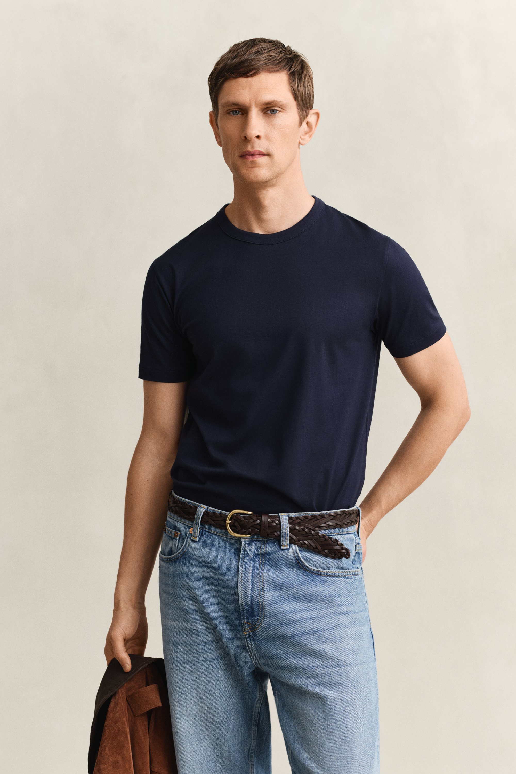 Gant Men's Navy Pima Cotton T-Shirt (L) Evening Blue