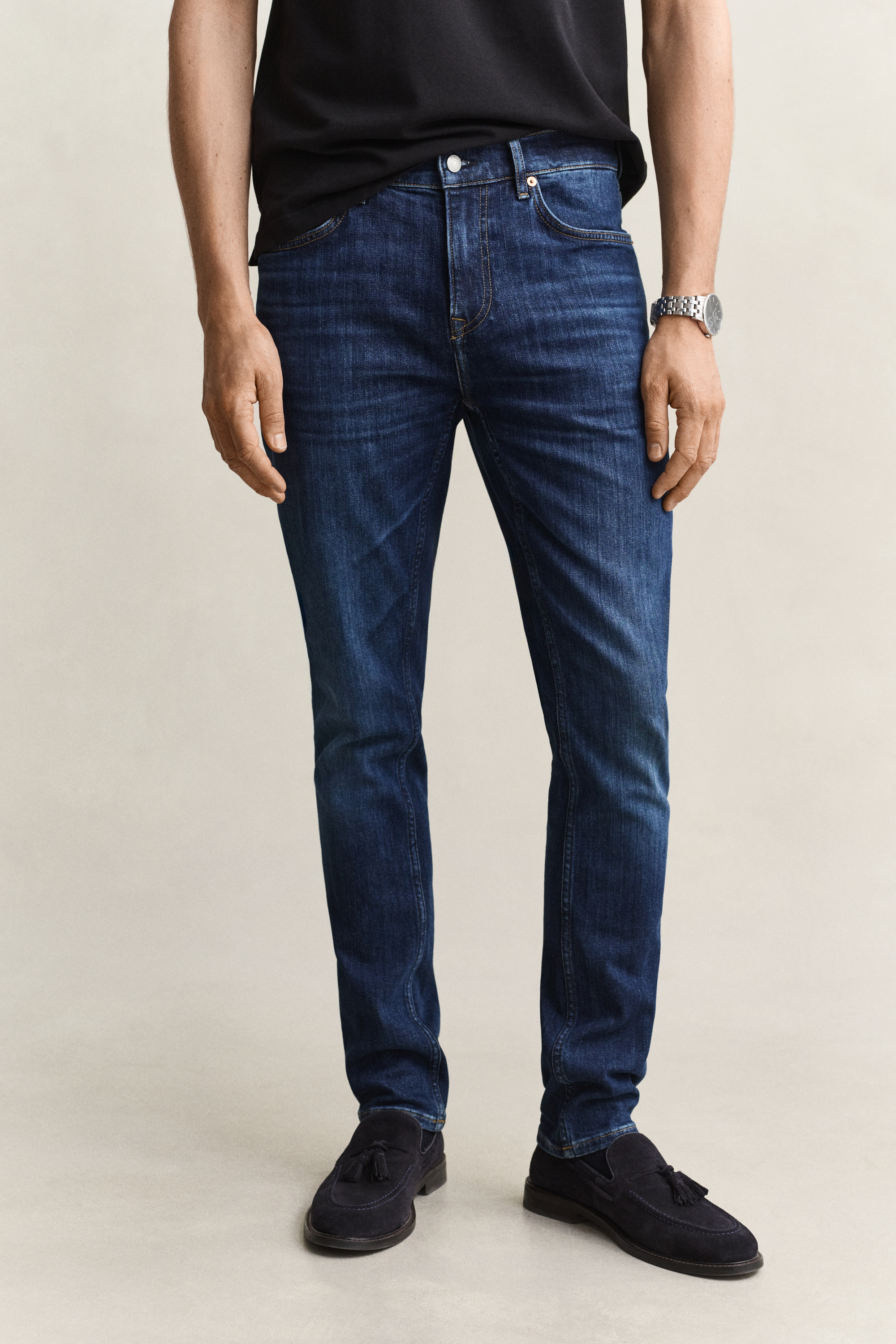 Gant Men's Blue Slim Fit Jeans (36/30) Mid Worn In