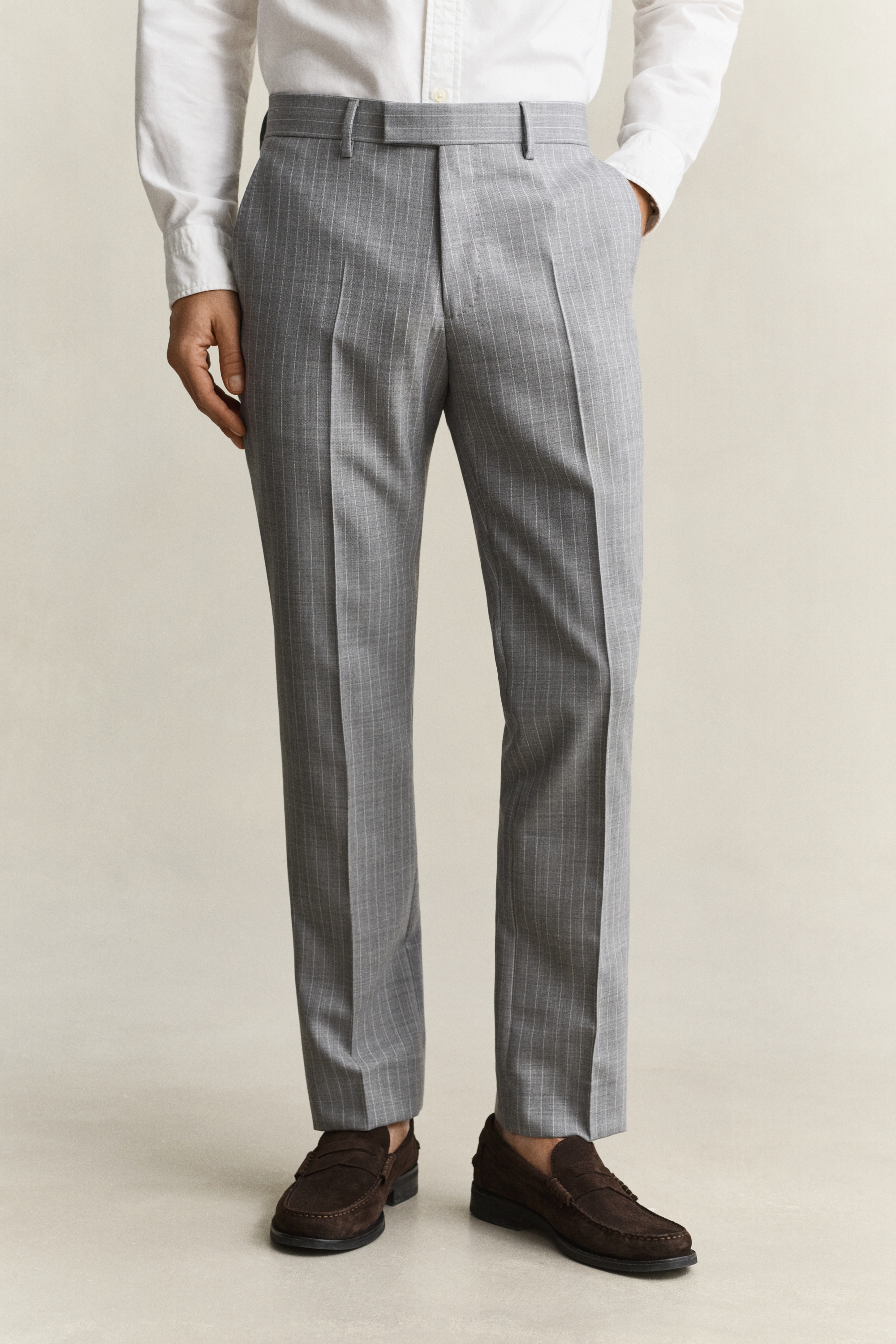 Gant Men's Grey Pinstriped Suit Pants (52) Melange