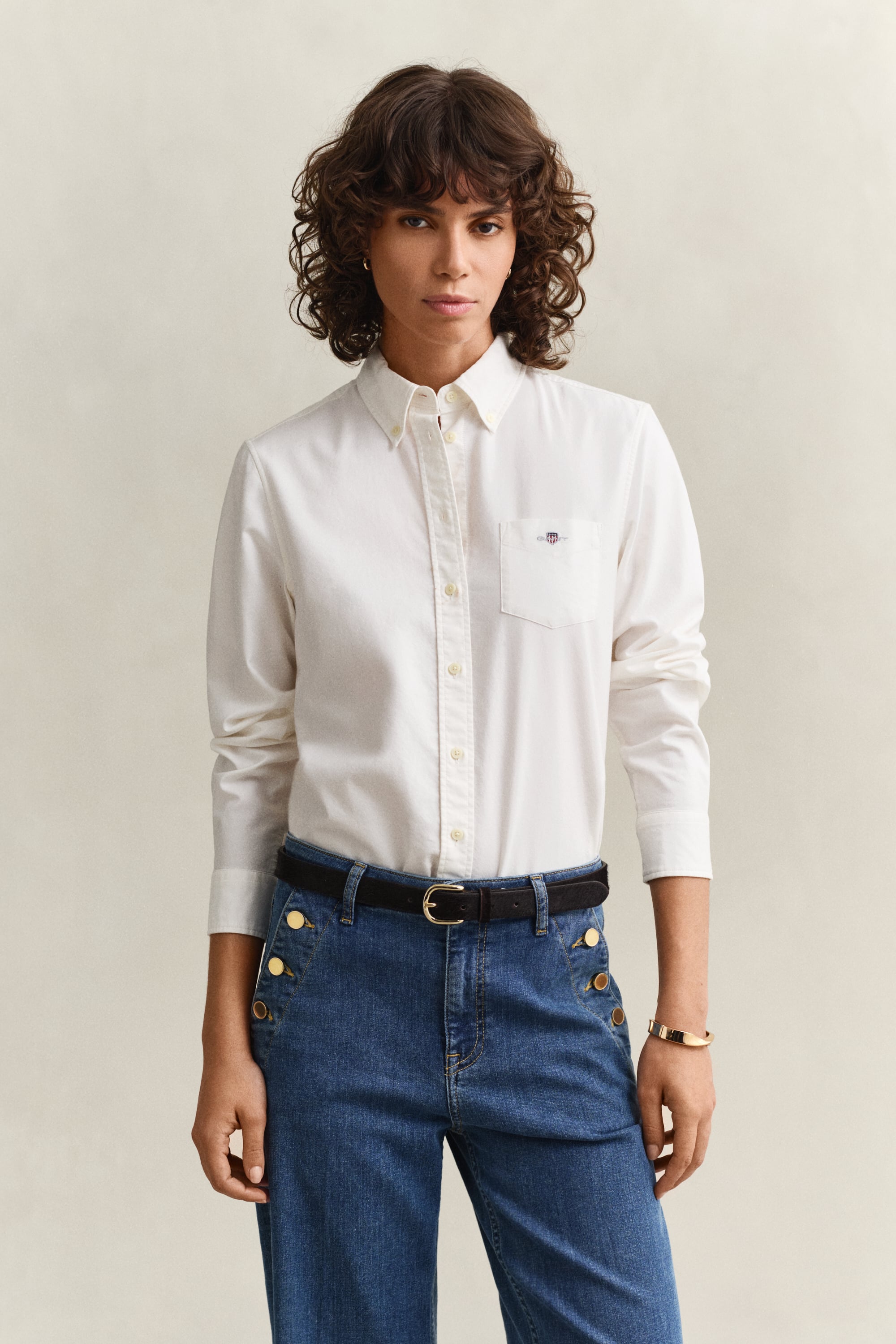 Gant Women's White Regular Fit Classic Oxford Shirt (46)
