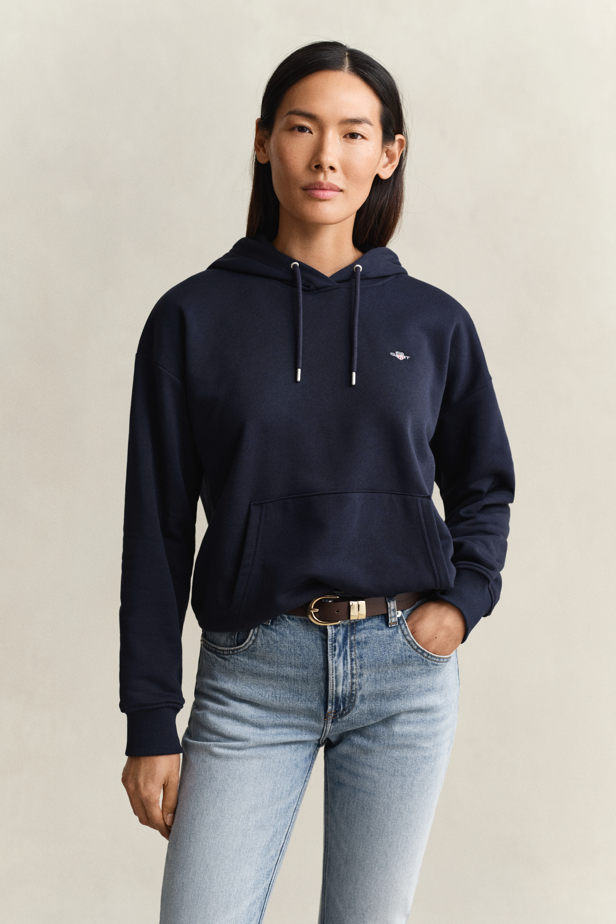 Gant Women's Navy Shield Hoodie (Xs) Evening Blue