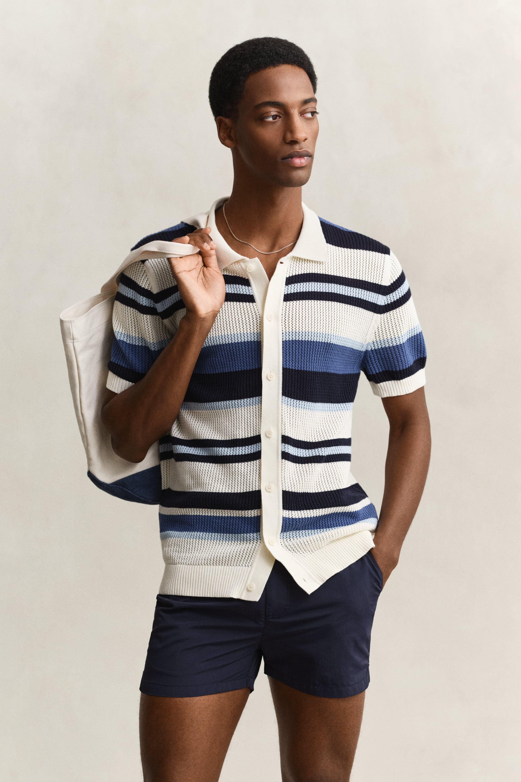 Gant Men's Vintage Blue Striped Polo Sweater (Xxxl)