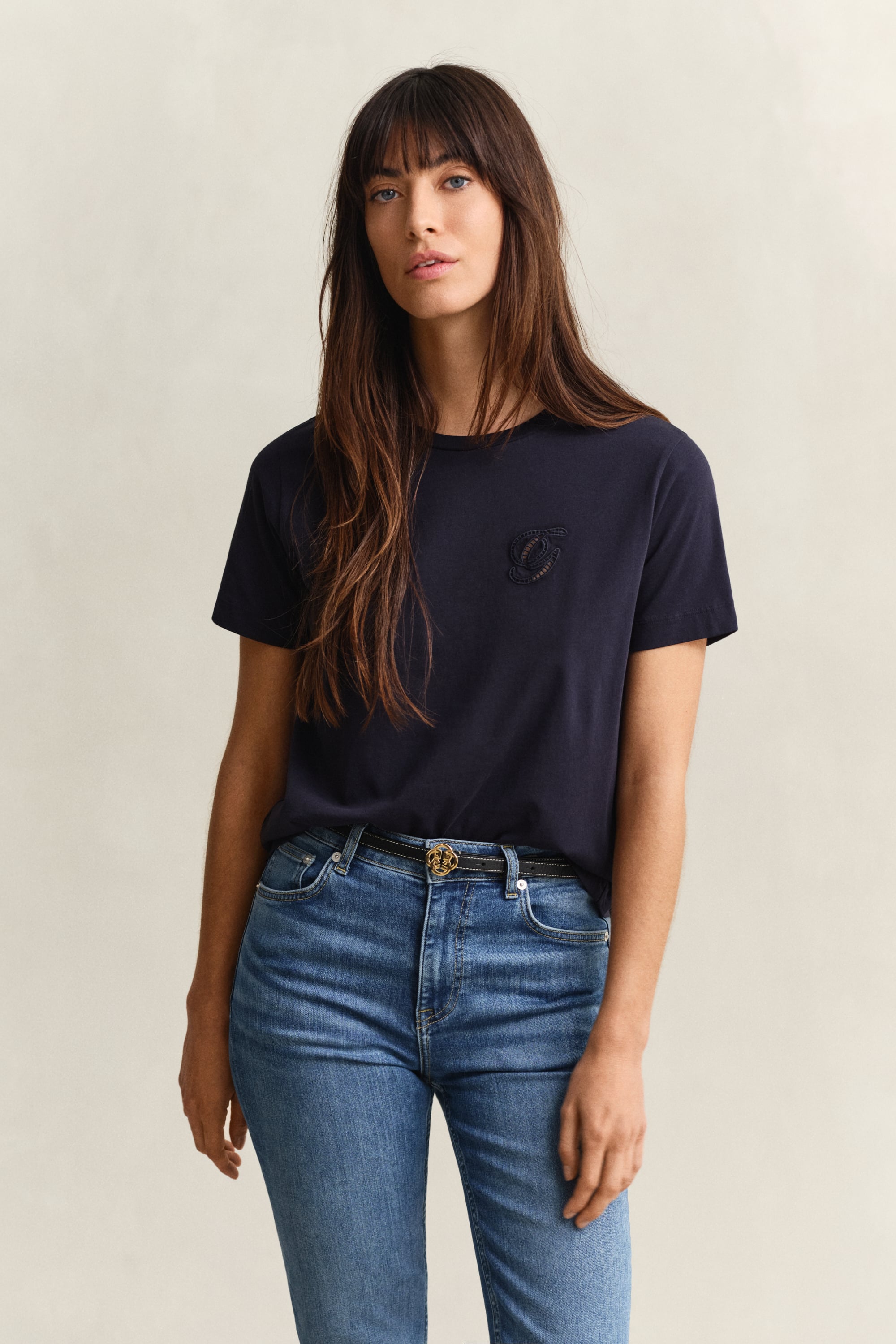 Gant Women's Navy Script T-Shirt (Xs) Evening Blue