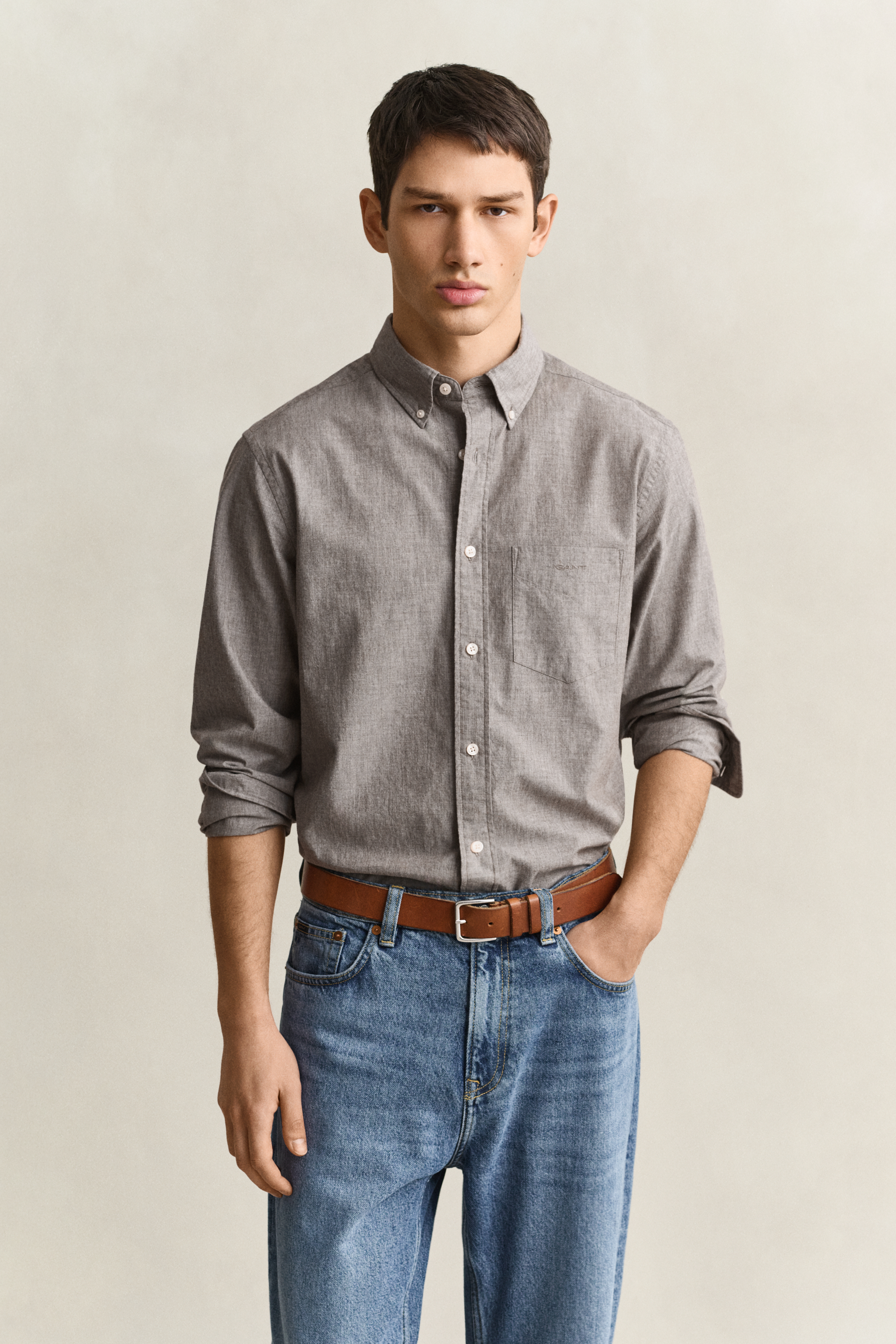 Gant Men's Brown Mélange Archive Poplin Shirt (Xxxl) Melange