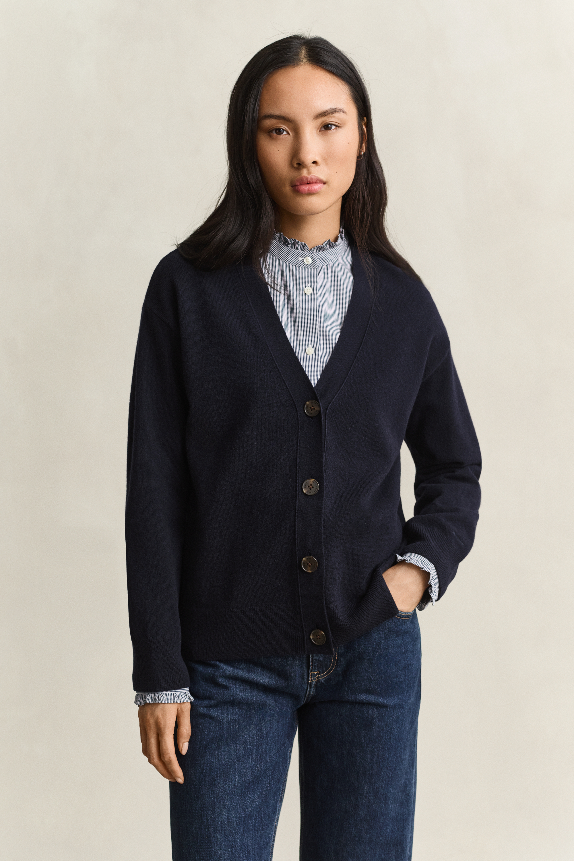 Gant Superfine Lambswool Cardigan - Female - Cardigans - Blue - Xl - Knitwear - Image 2