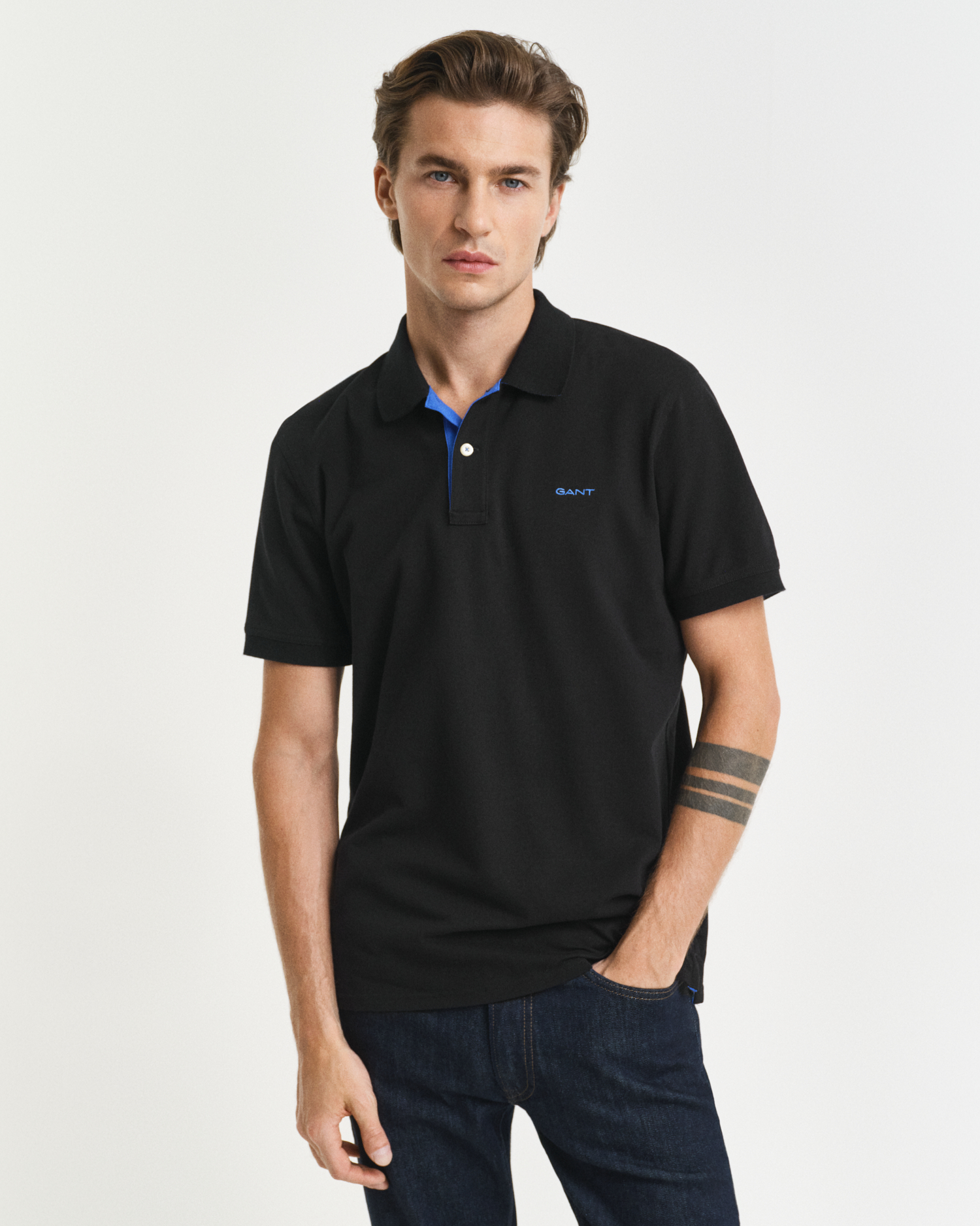 Gant Men's Black Contrast Piqué Polo Shirt ) Xxxl