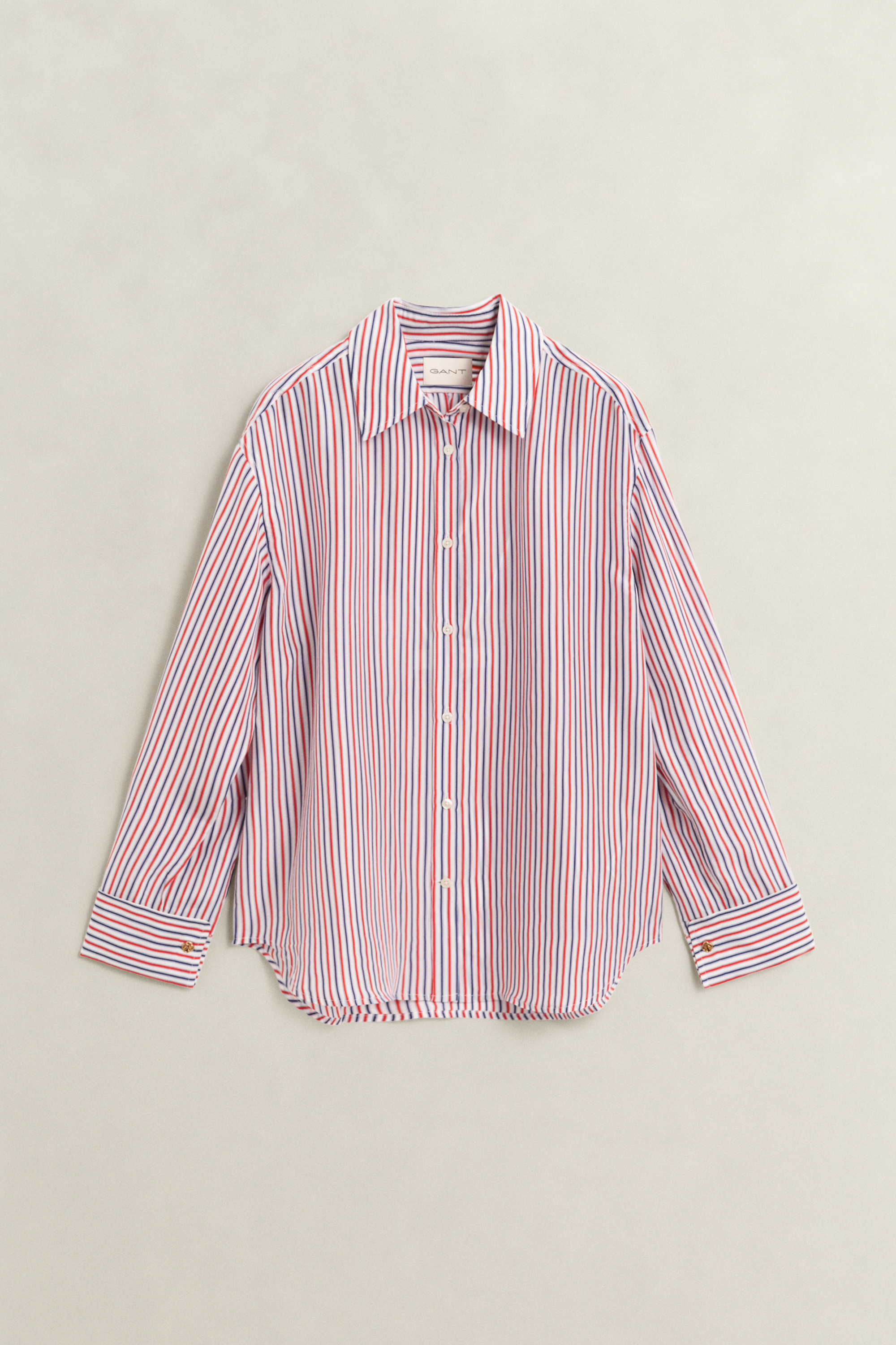 Gant Women's Perfect Red Striped Habotai Silk Blouse (42)