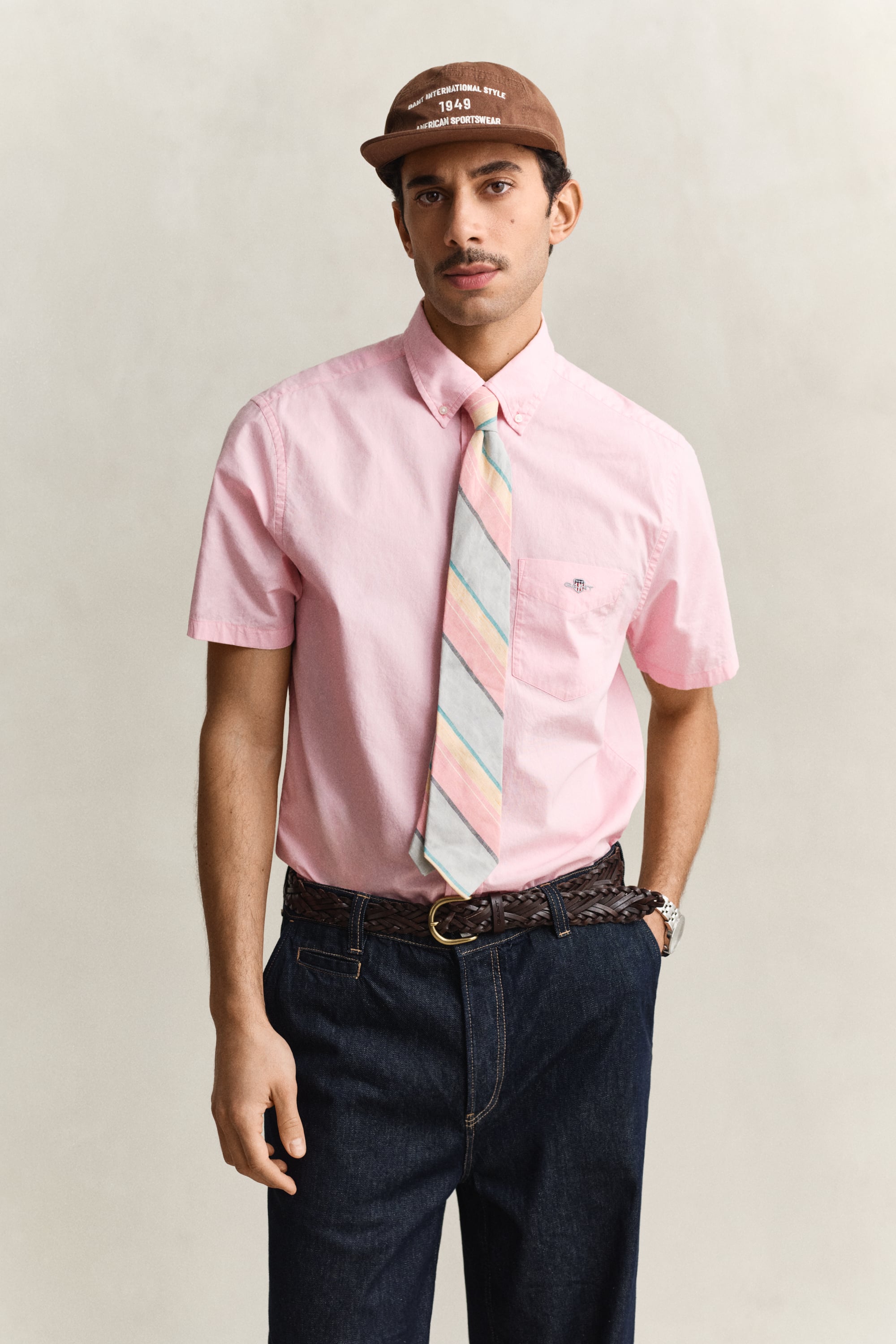 Gant Men's Washed Pink Classic Poplin Short Sleeve Shirt (Xxl)
