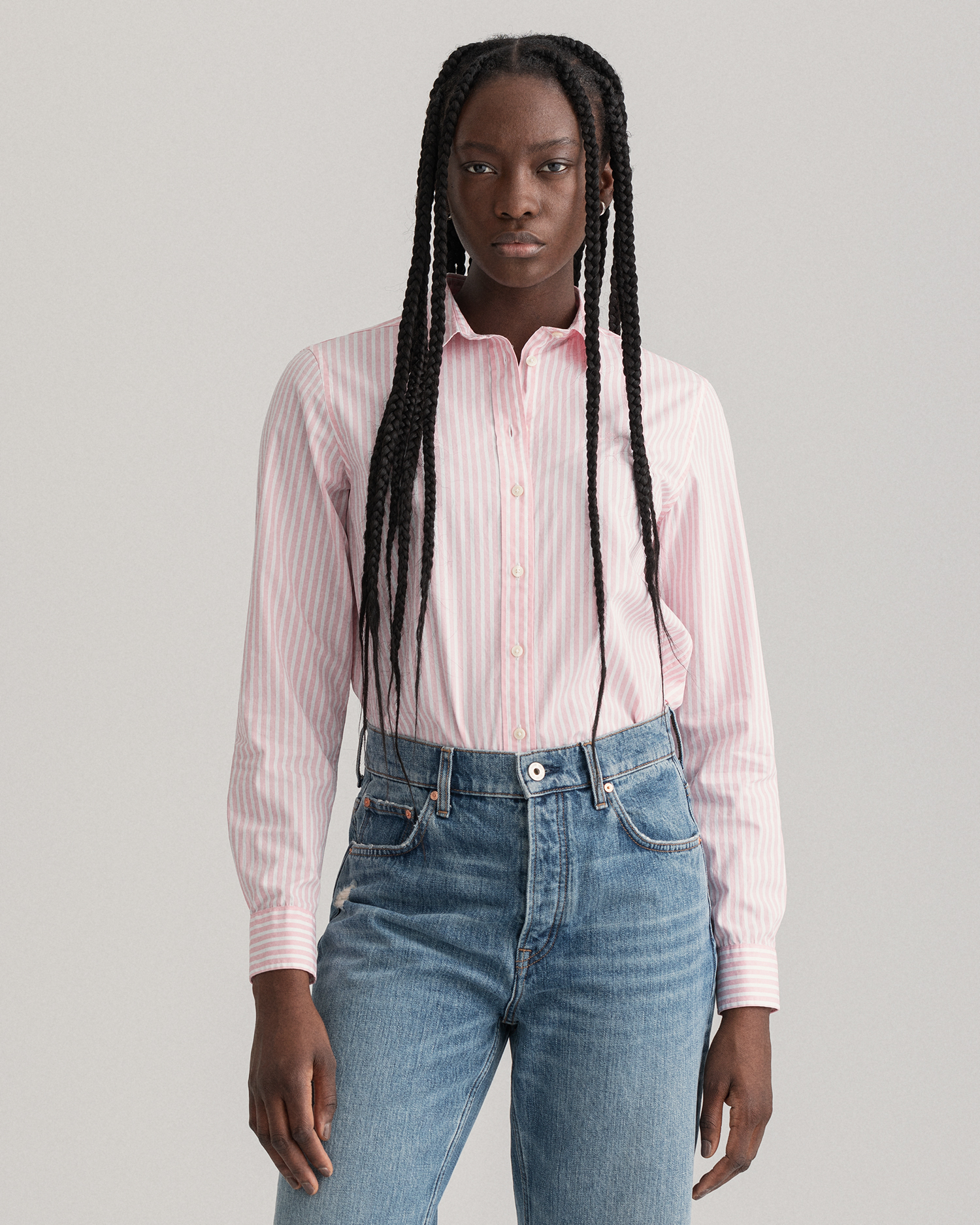GANT Women Regular Fit Striped Broadcloth Shirt (46) Pink