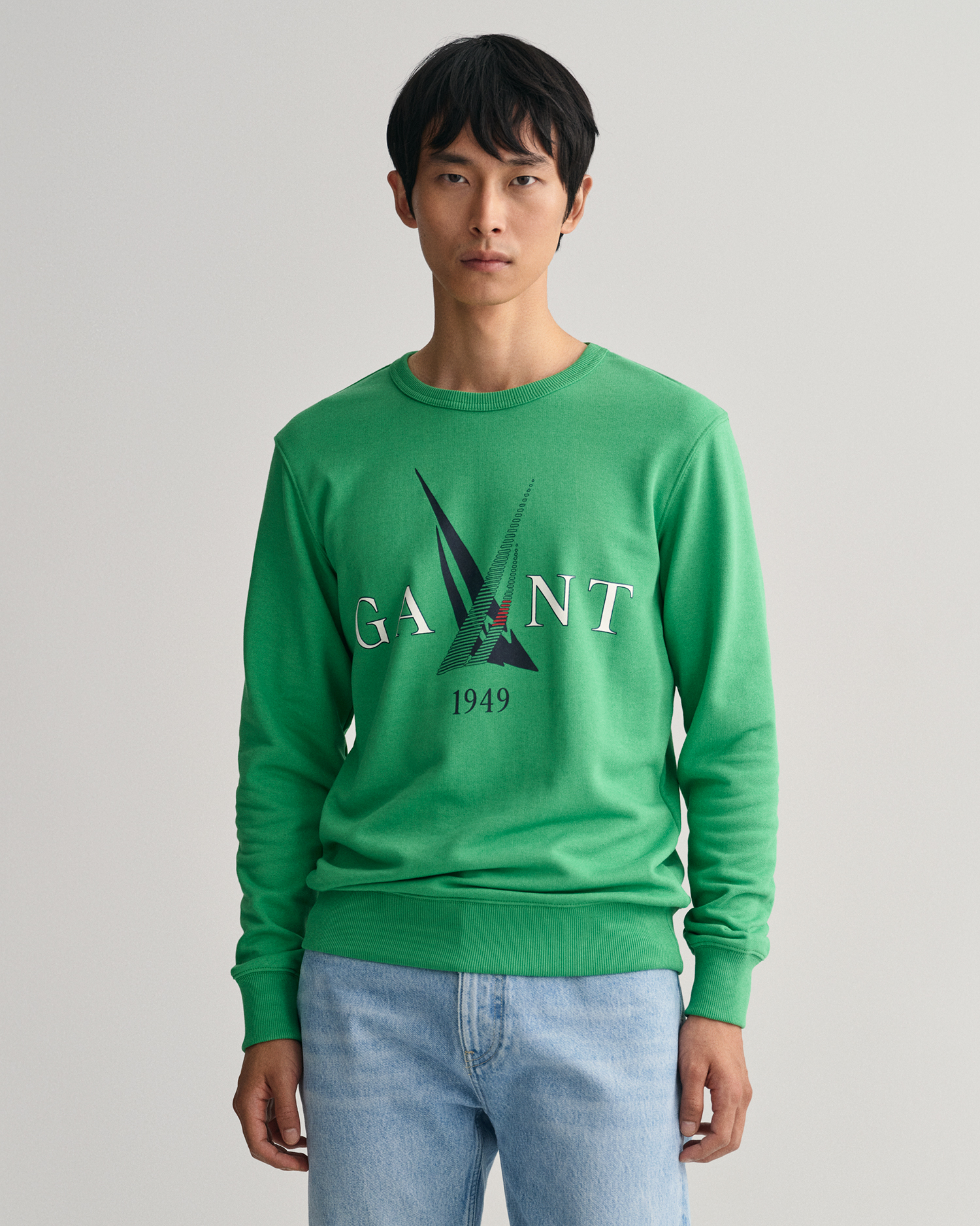 GANT Men Sail Print Crew Neck Sweatshirt (L)