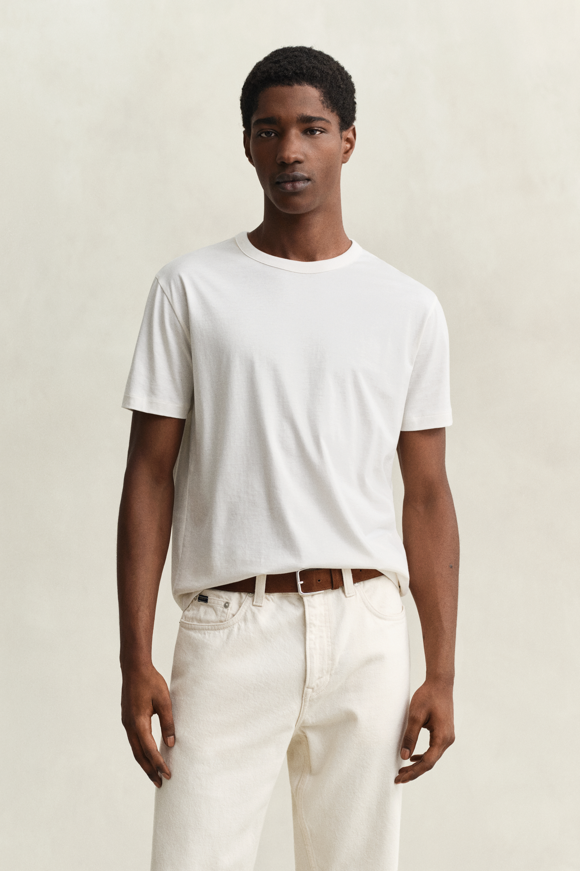 Gant Men's Off White Pima Cotton T-Shirt (Xxl) Eggshell