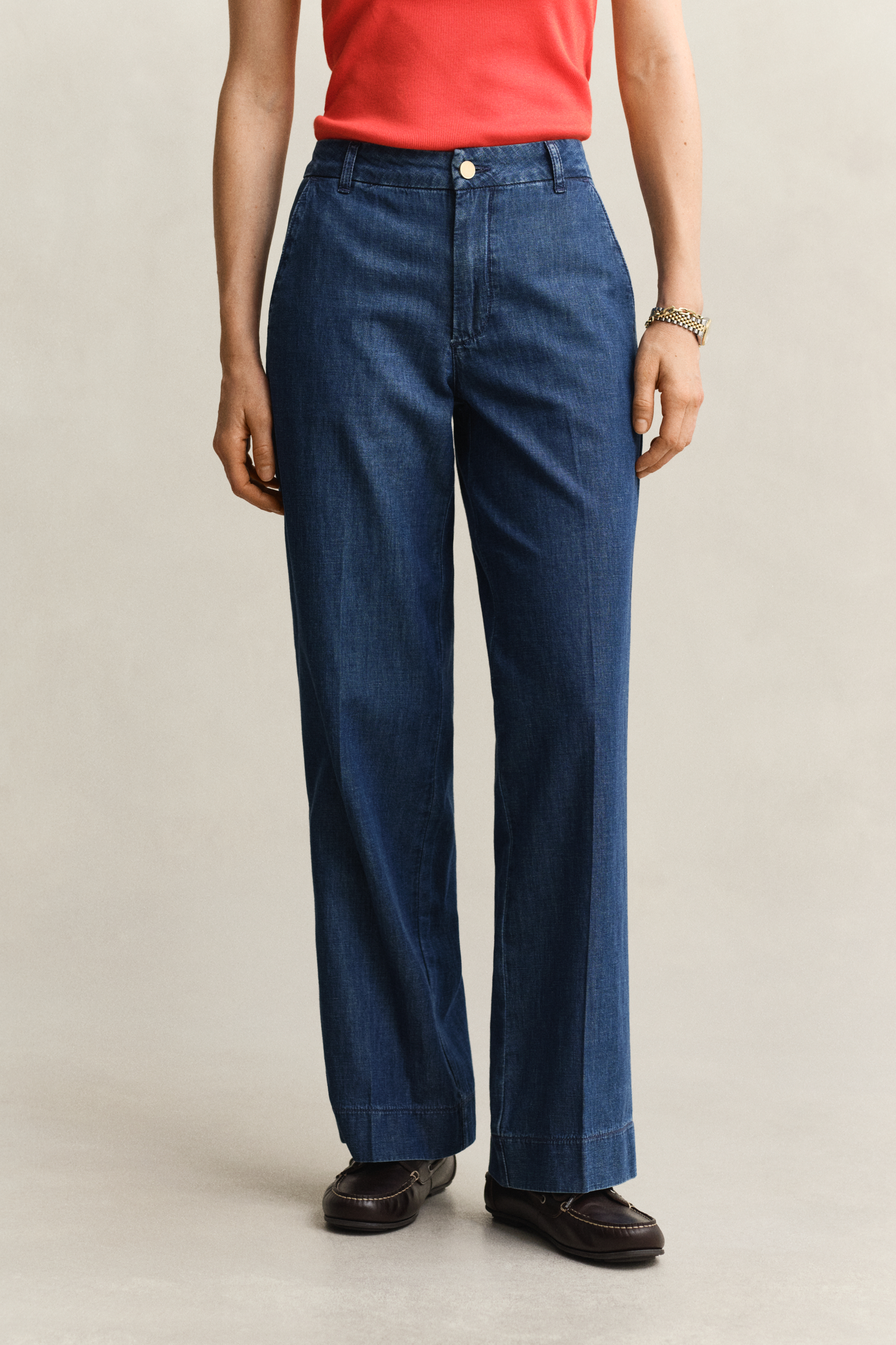 Gant Women's Blue Cotton Linen Jeans (38) Mid Worn In