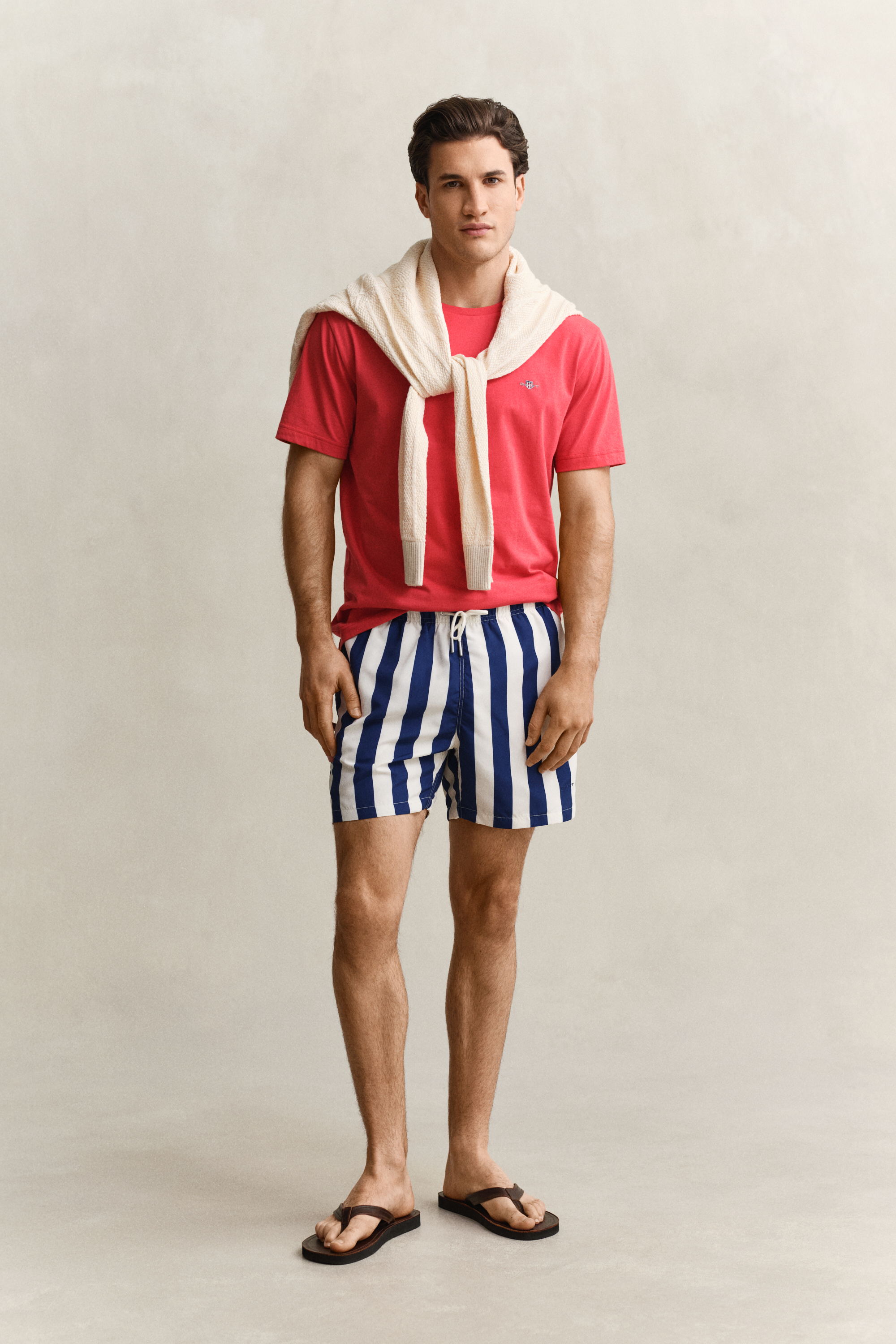 Gant Men's Navy Block Striped Swim Shorts (Xxxl) Rich