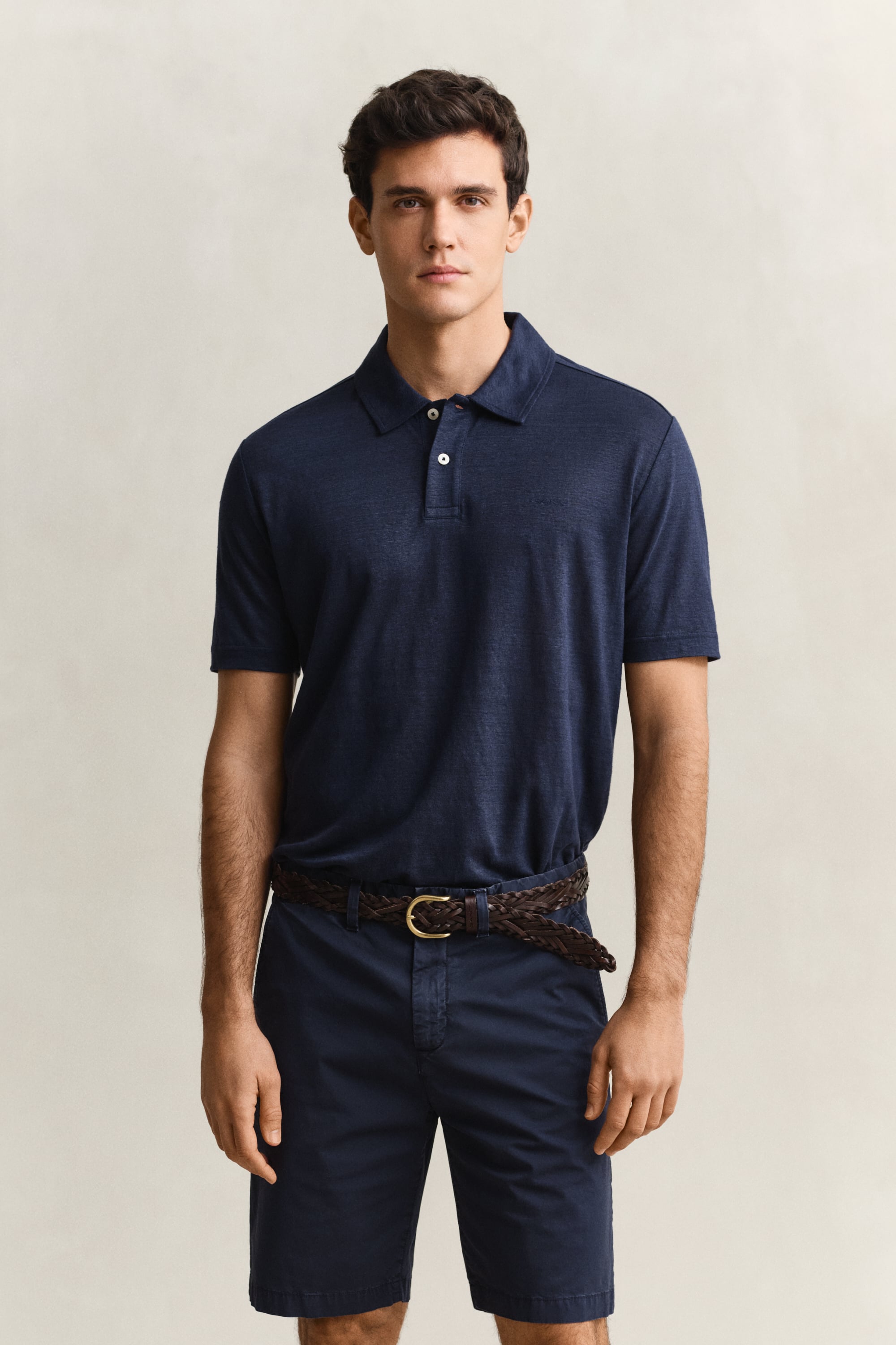 Gant Men's Navy Linen Polo Shirt (Xxl) Evening Blue