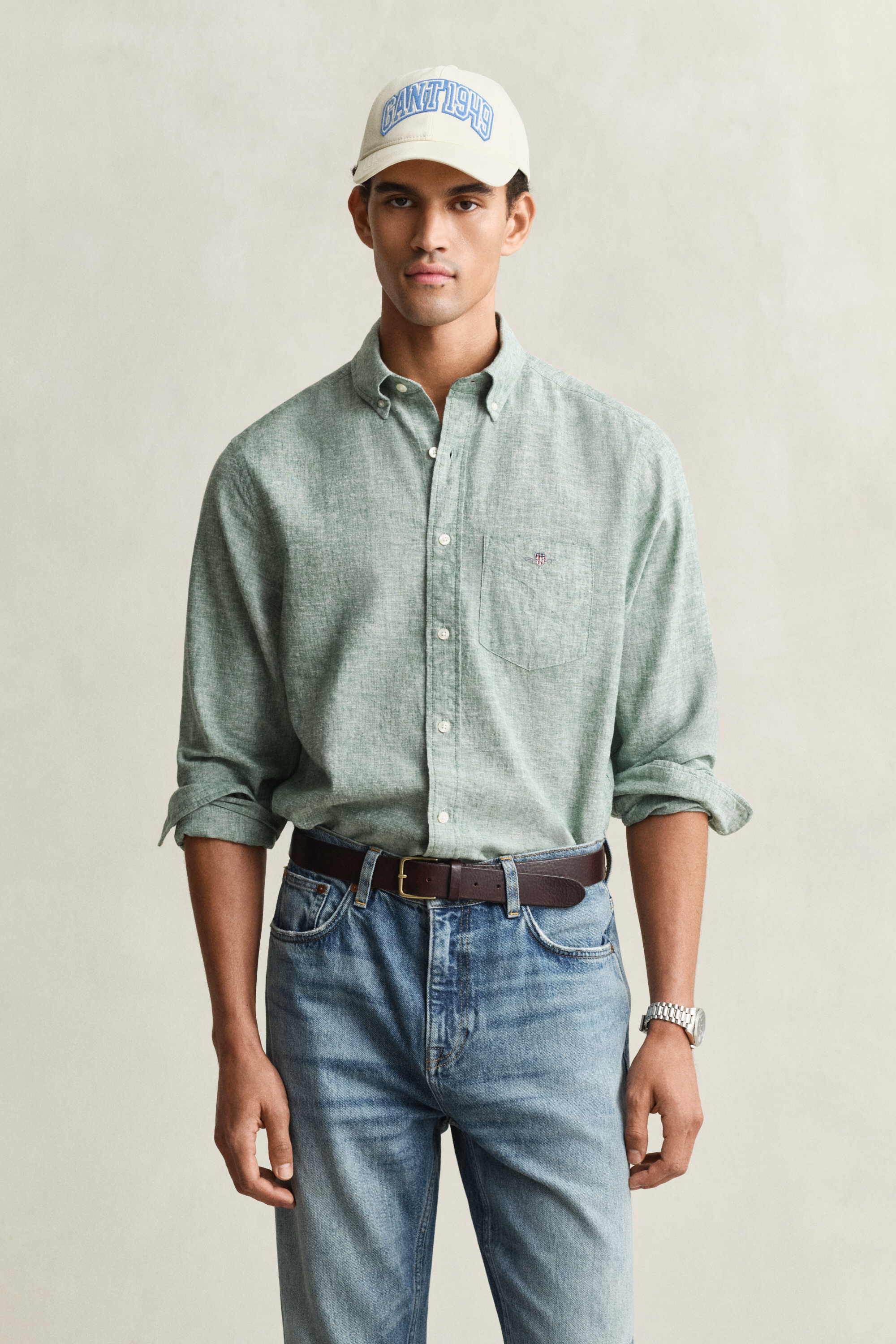 Gant Men's Green Linen Blend Shirt (Xl) Woody