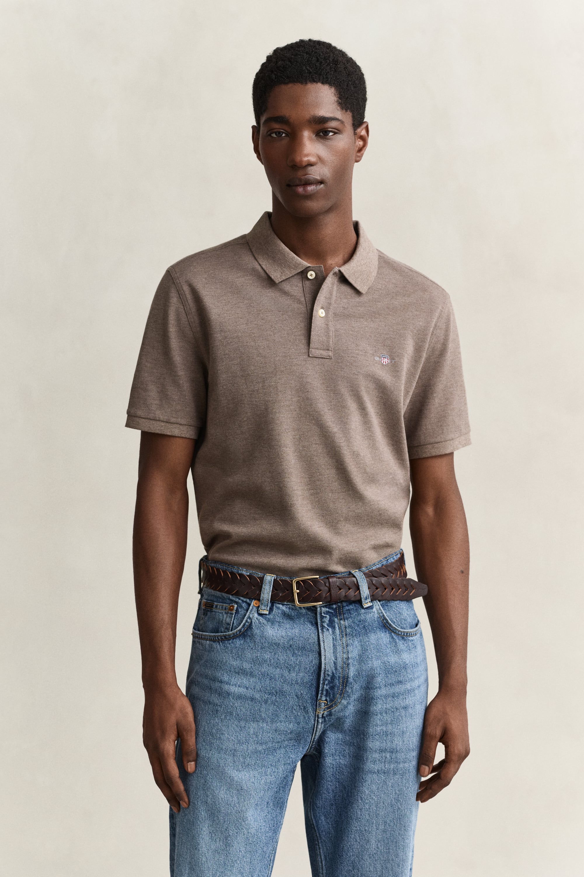 Gant Men's Dk Hazelnut Melange Regular Fit Polo Shirt (Xxxl)
