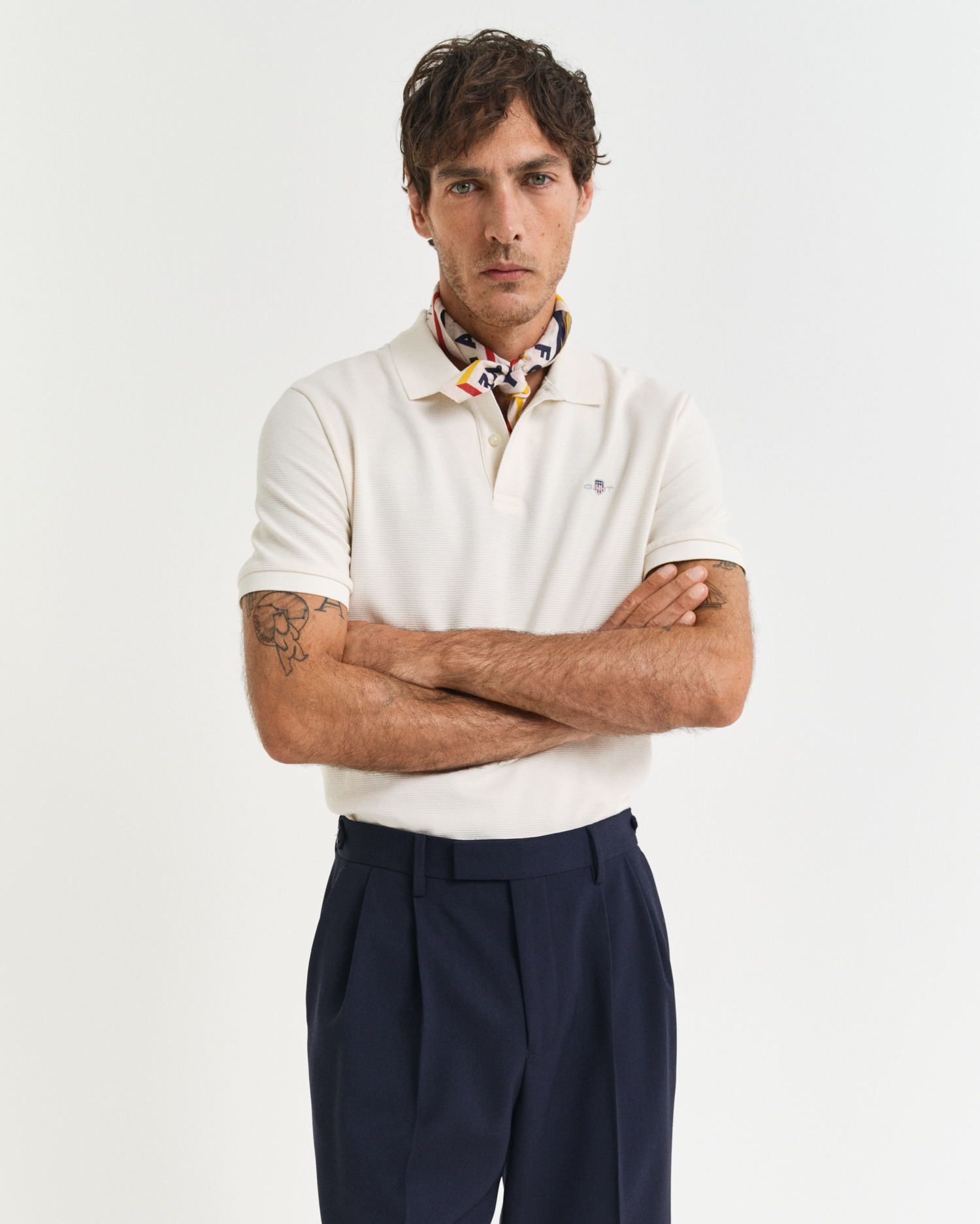 Gant Men's Cream Textured Polo Shirt ) Xxl