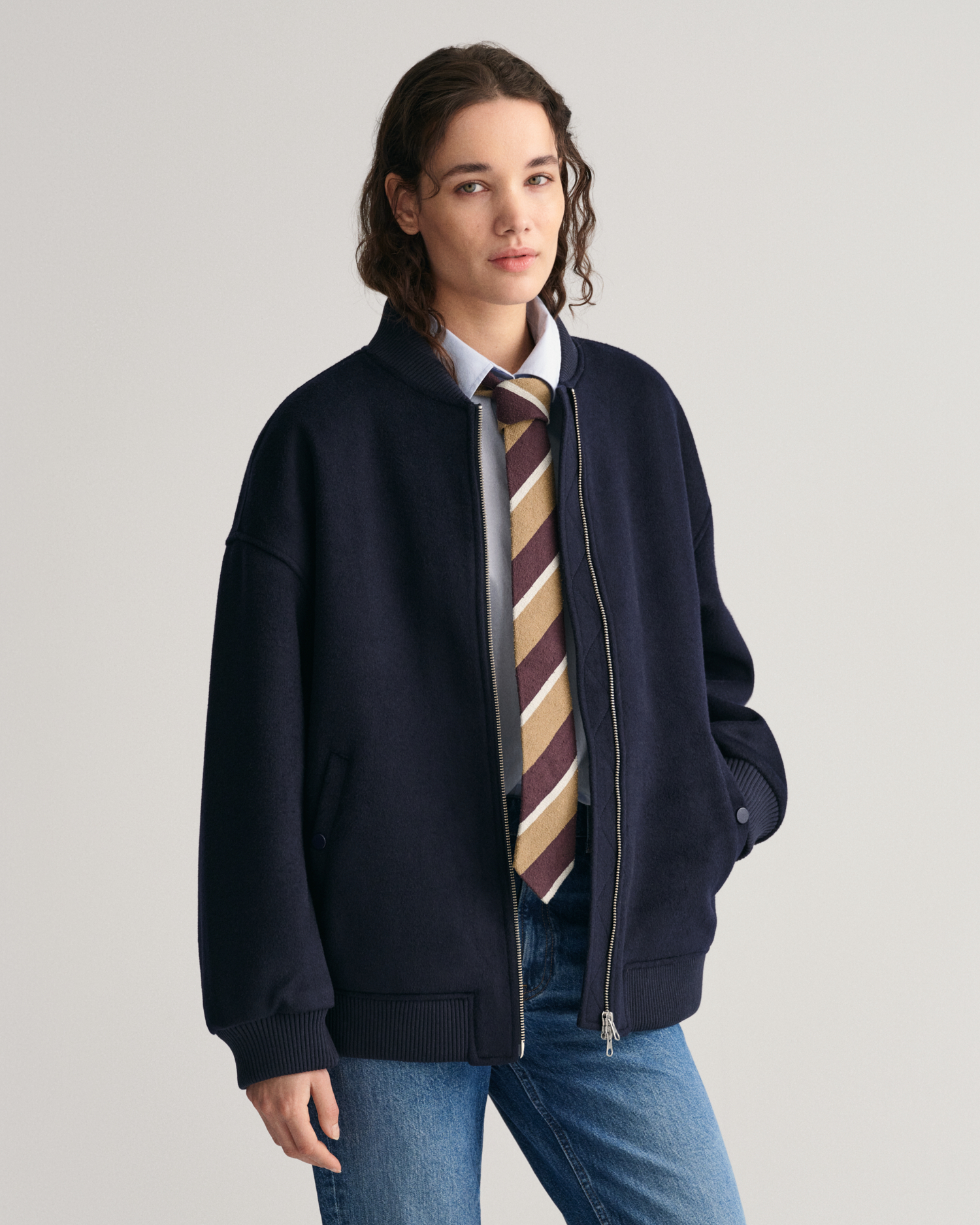 oversize wool blend bomber jacket