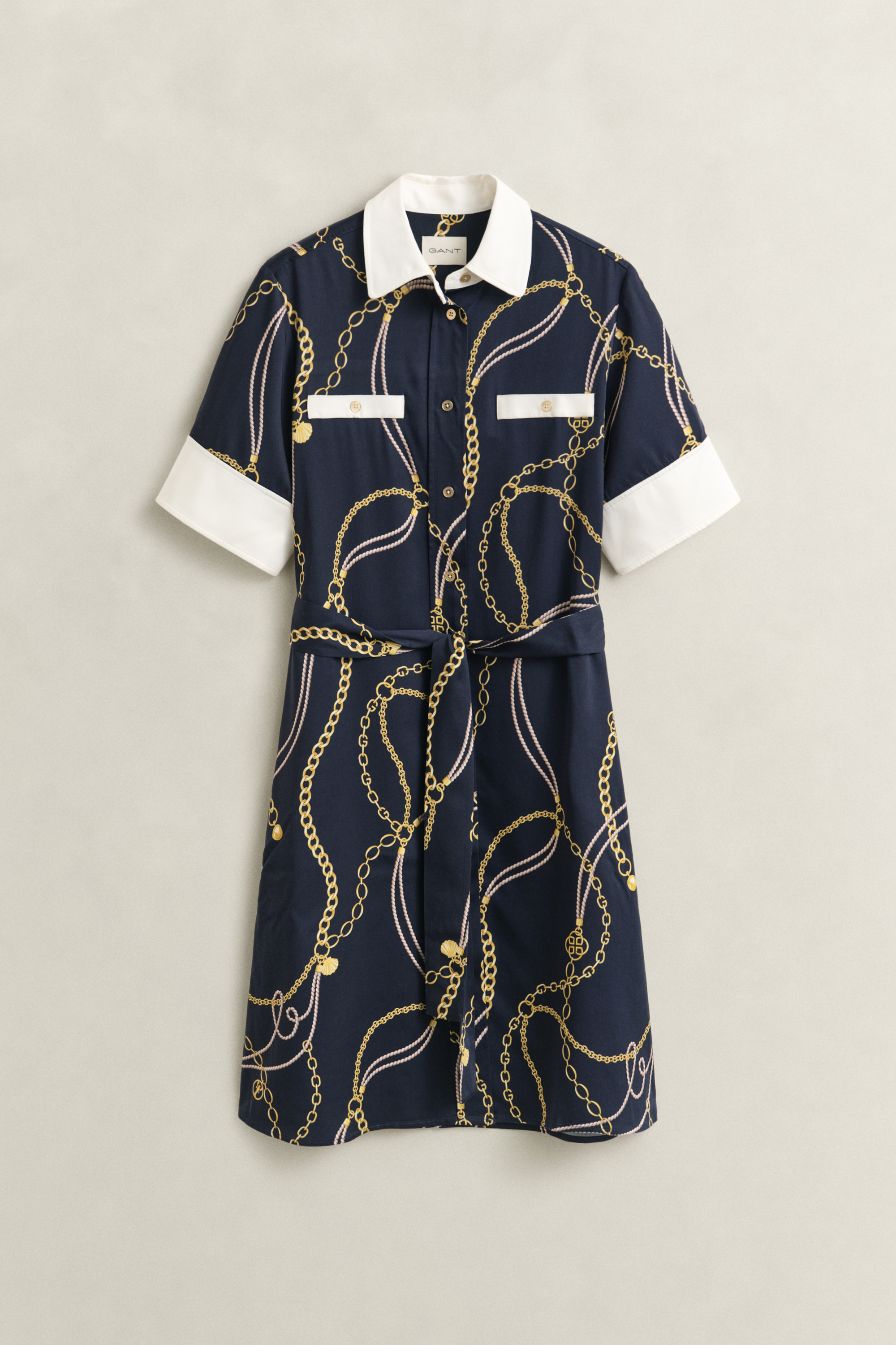 Gant Women's Navy Contrast Shirt Dress (40) Evening Blue