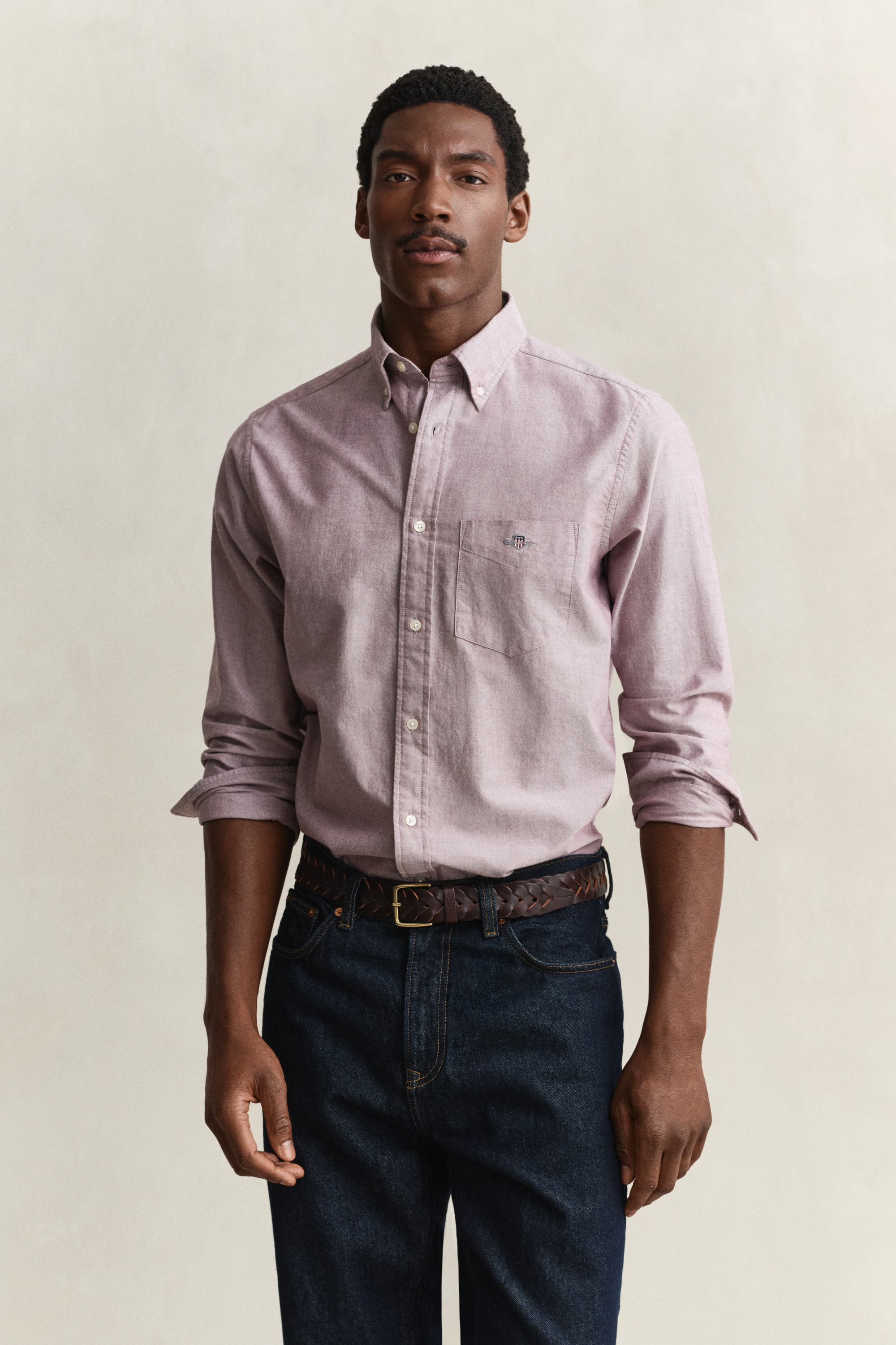 Gant Men's Burgundy Classic Oxford Shirt In Deep Grape Wine, Cotton, Size M - Image 4