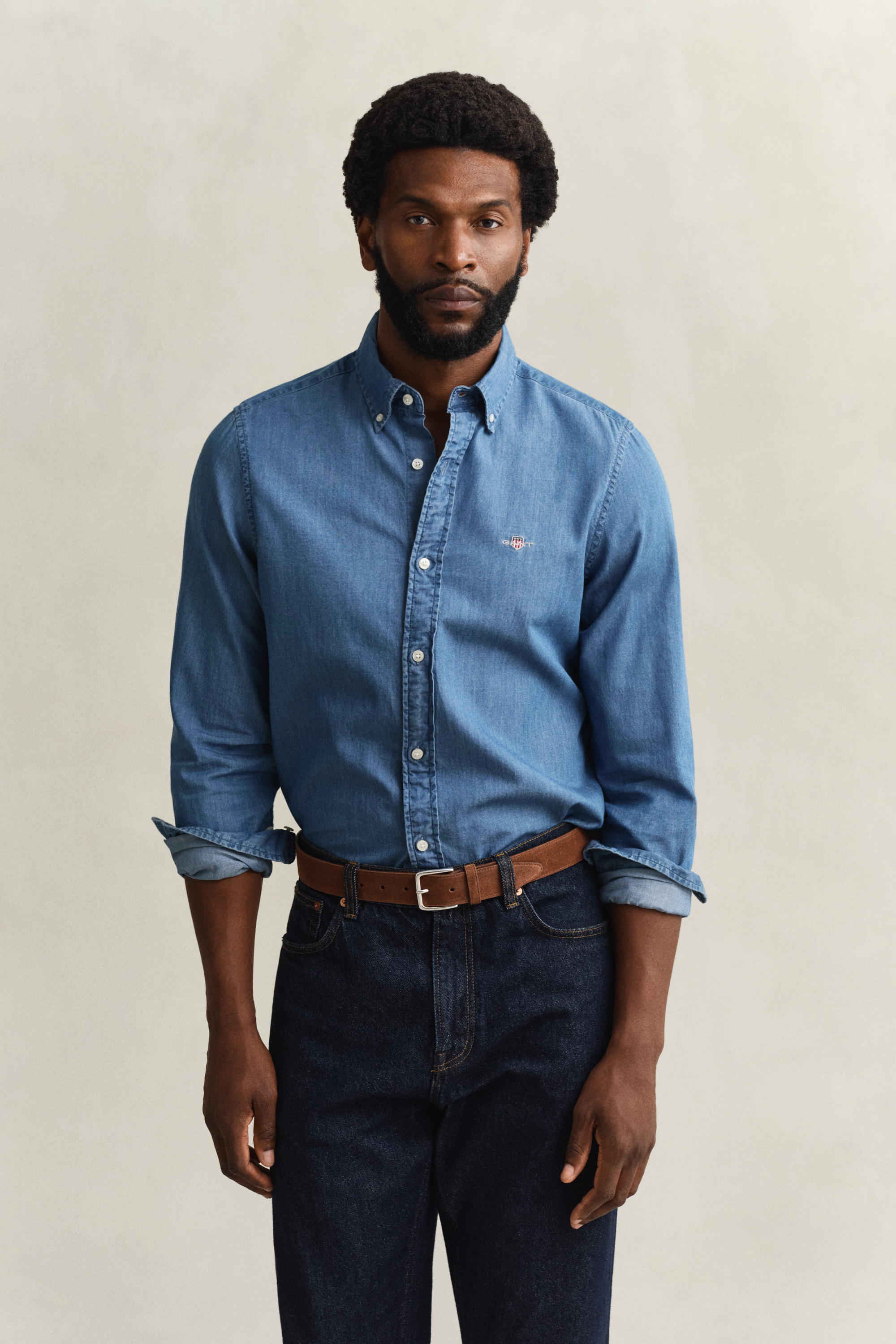 Gant Men's Light Blue Slim Fit Indigo Shirt (Xxxl) Semi